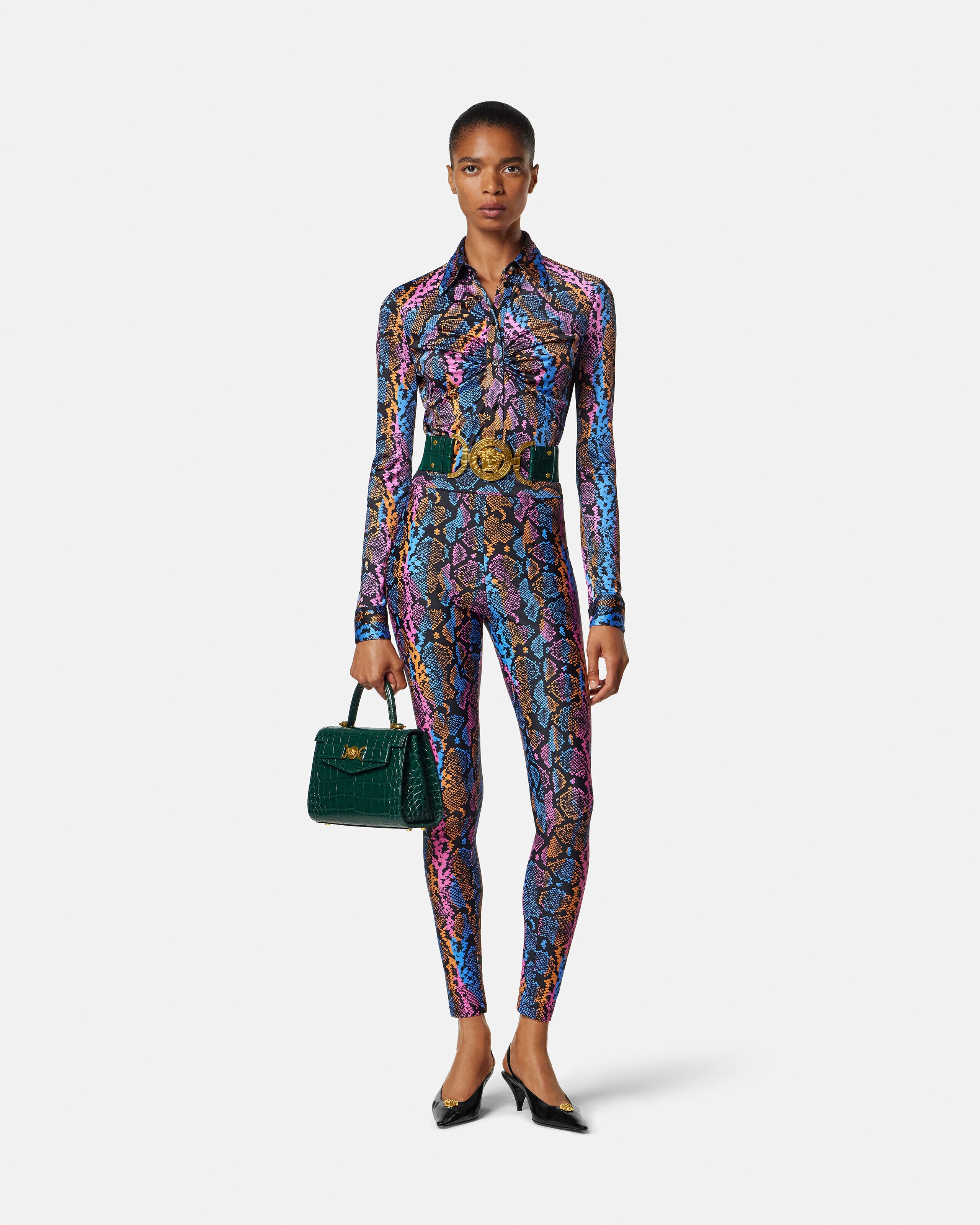 Printed Viscose-Jersey Shirt Multicolor | VERSACE US