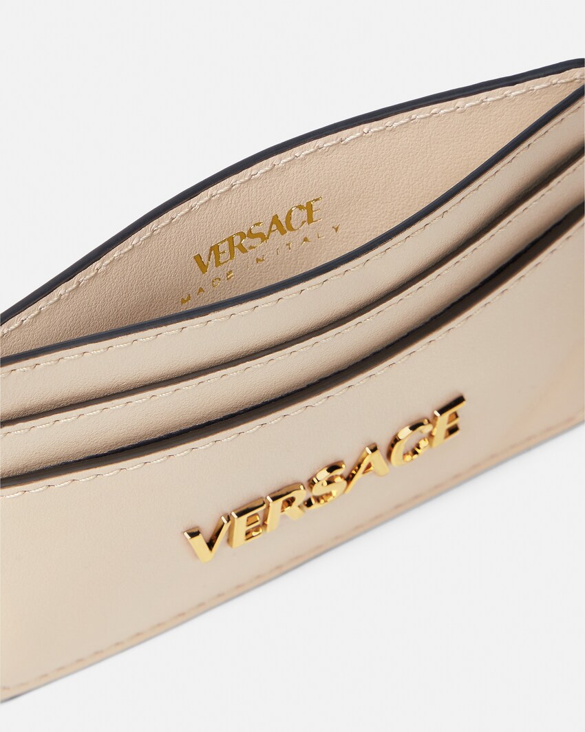 Versace Tag Leather Card Holder  Beige 2