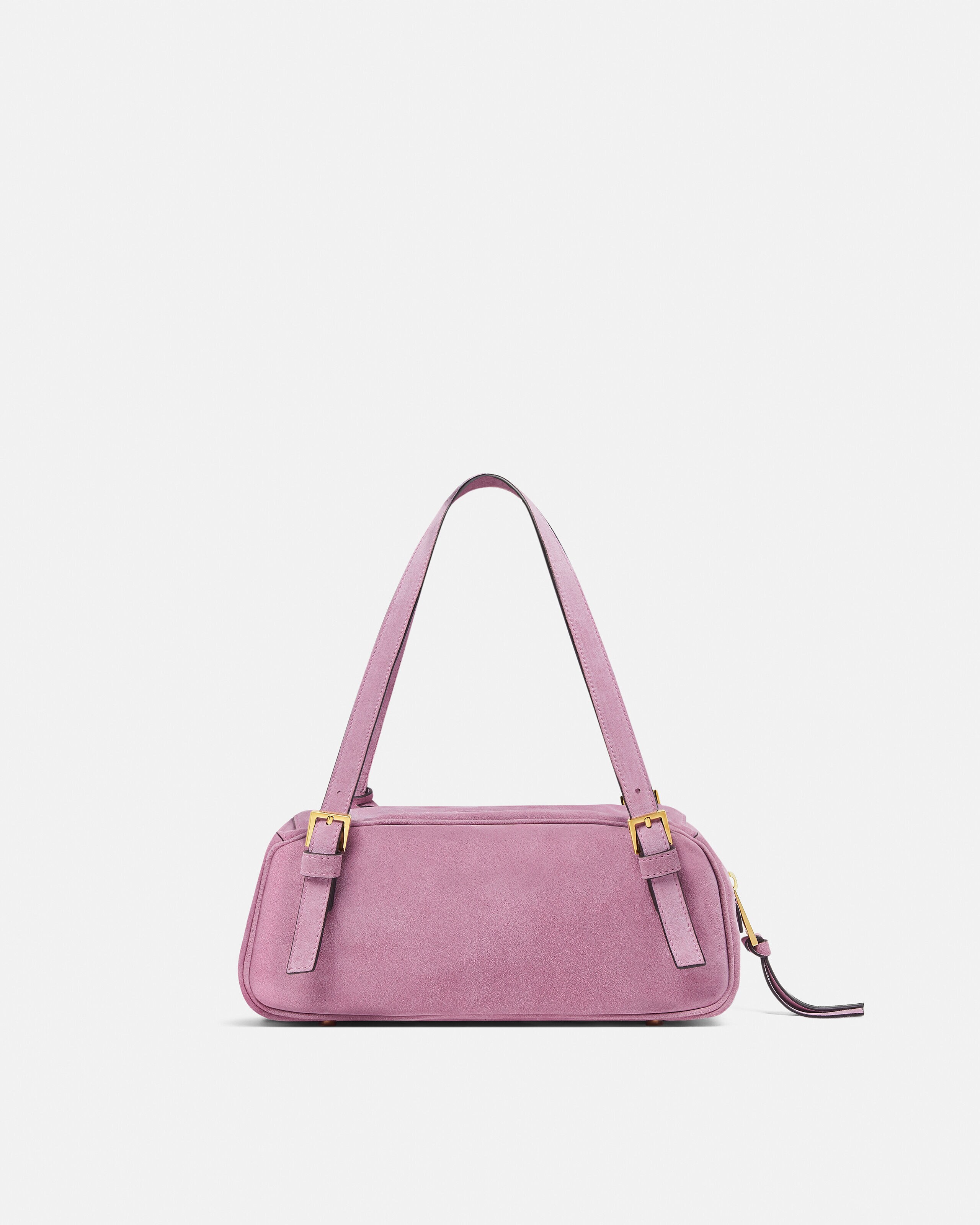 VERSACE ピンク ショルダーバッグ Versace Tag Suede Bowling Bag Pink,Gold | VERSACE US