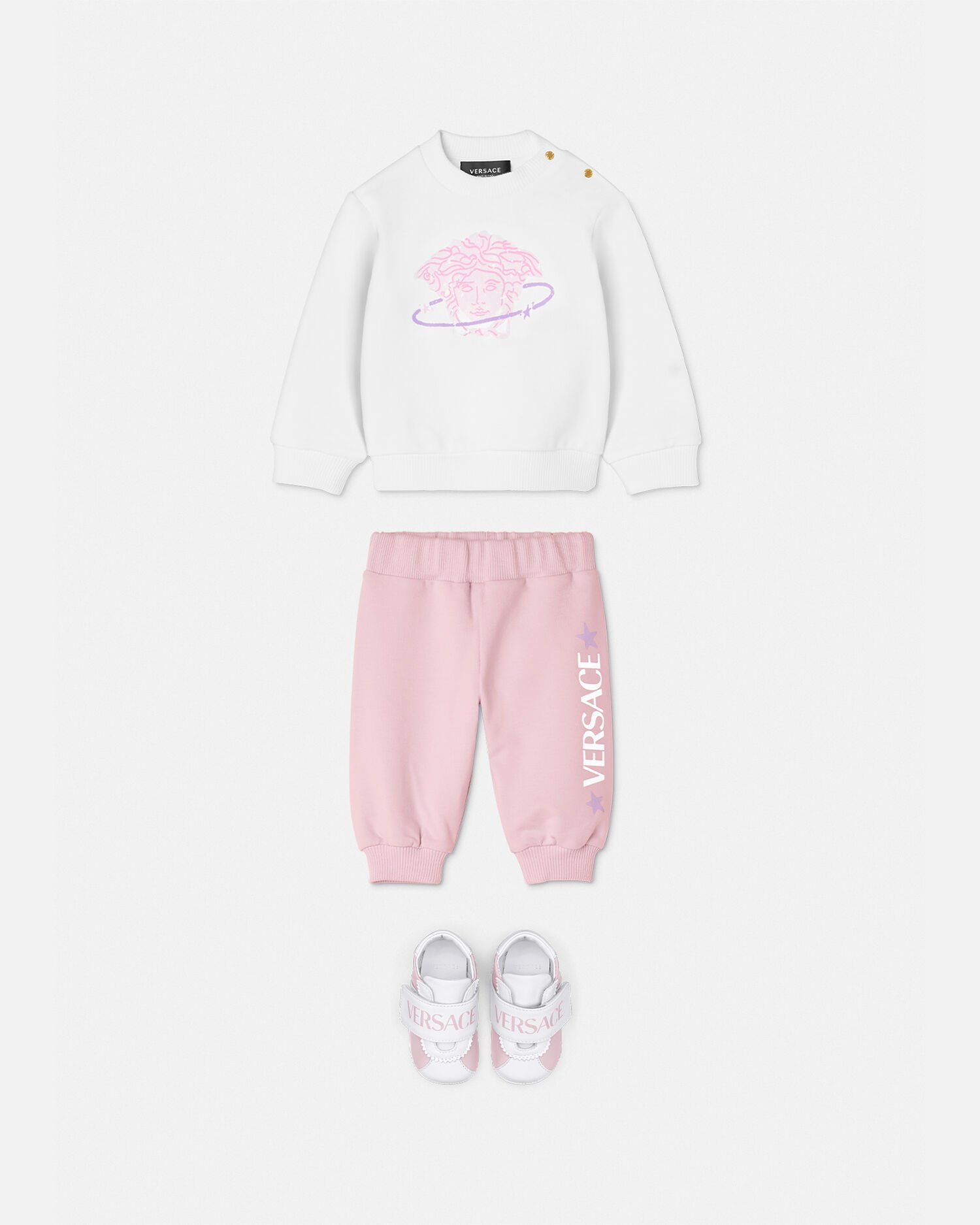 Stars Baby Sweat Set White Pink Versace US