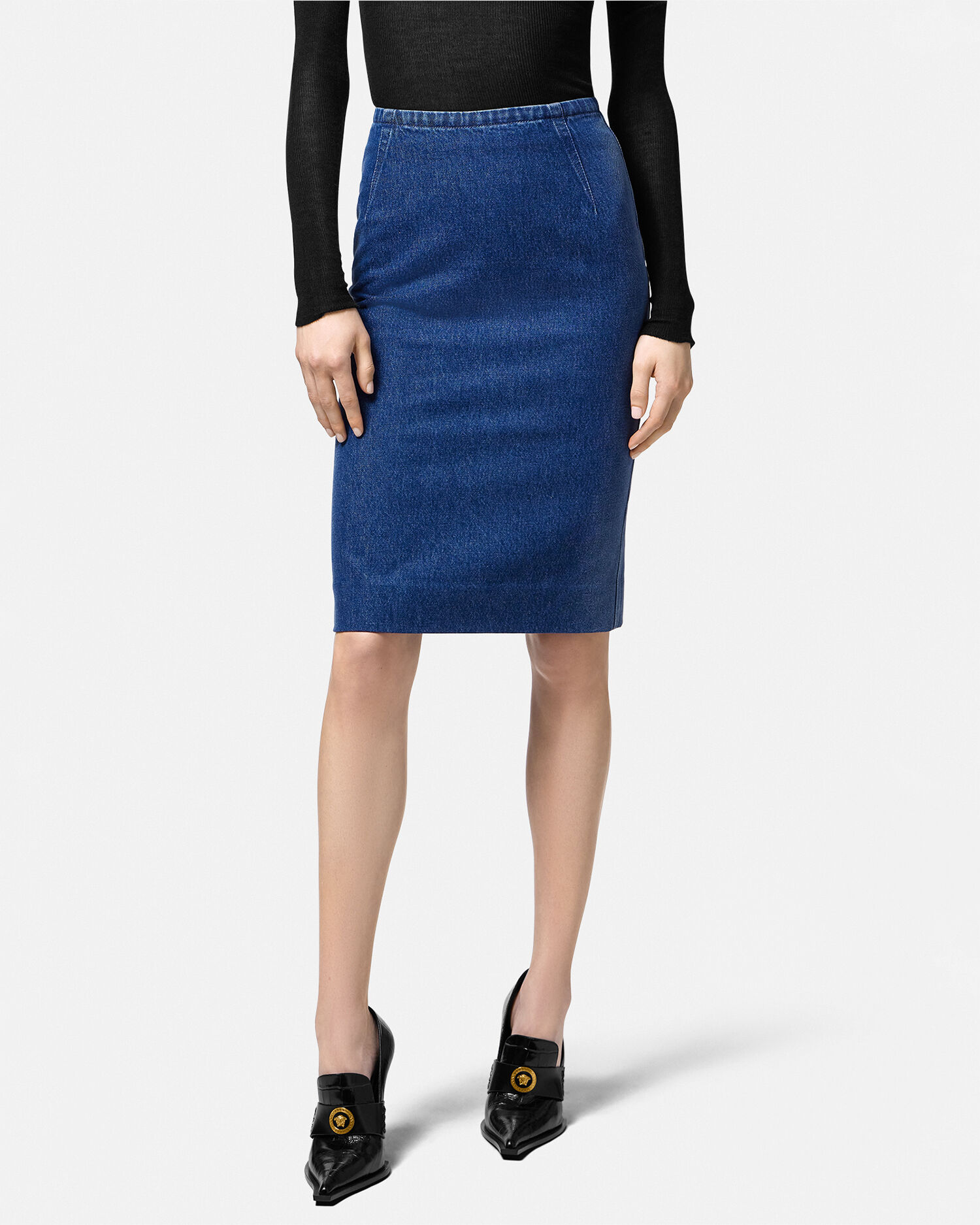Denim Pencil Skirt Blue VERSACE CA