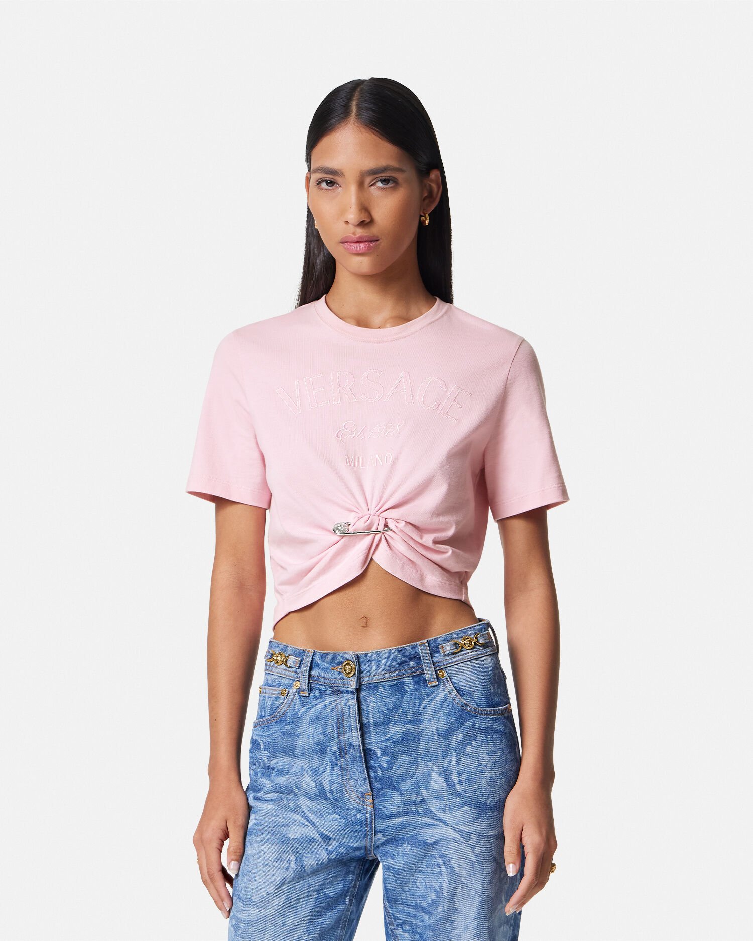 Versace Milano Stamp Crop T Shirt