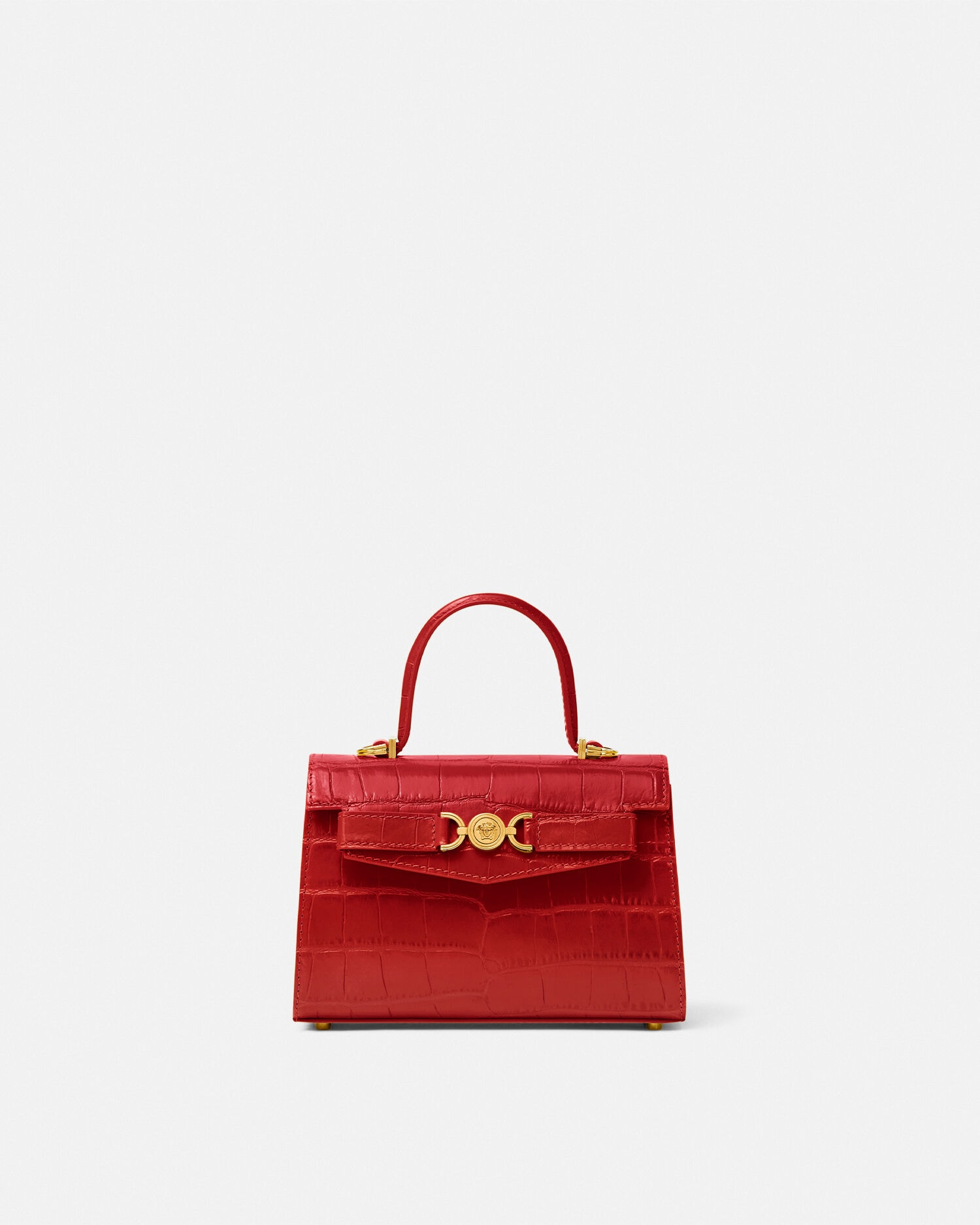 Medusa '95 Small Croc-Effect Top-Handle Red | VERSACE US
