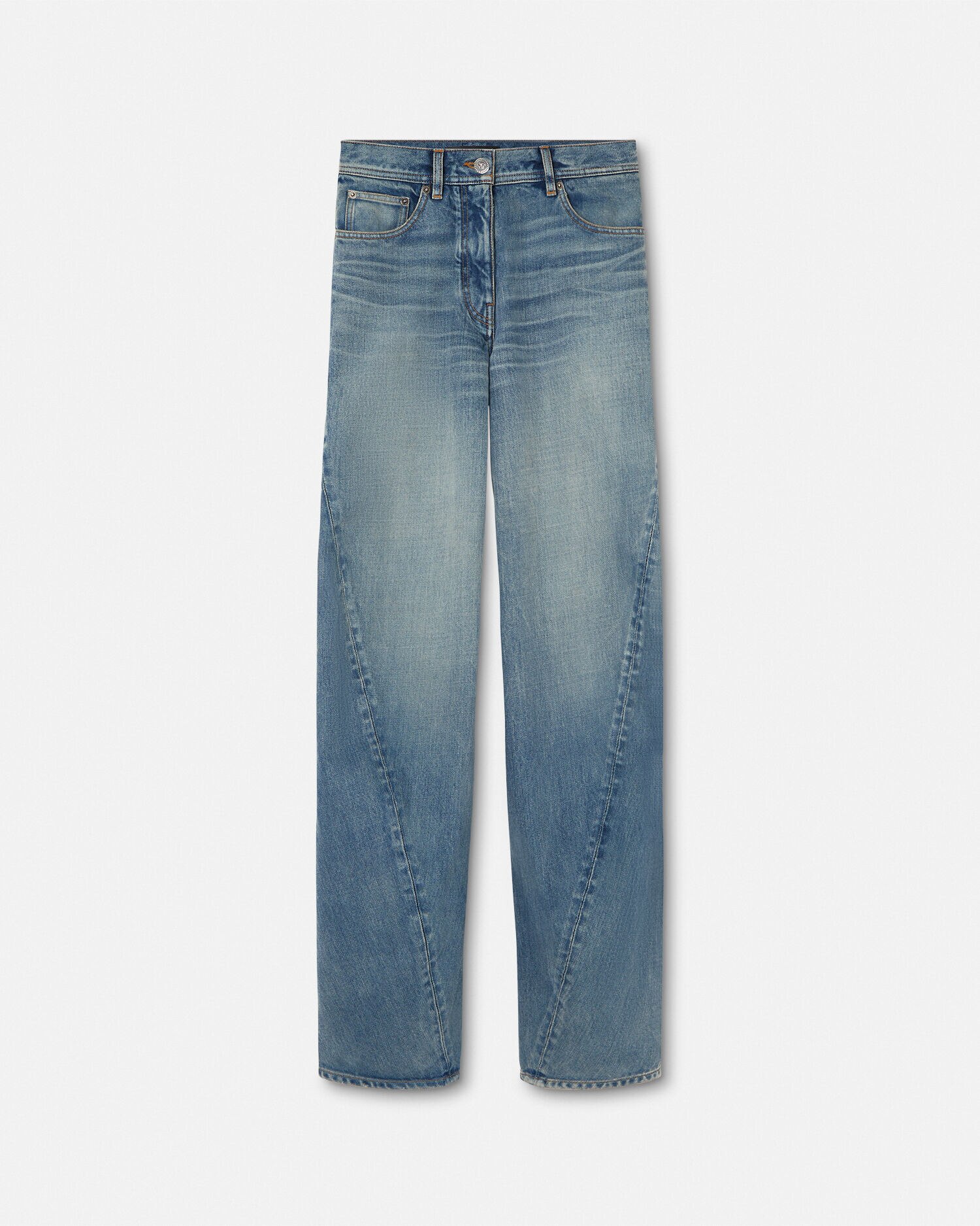 LINEN/COTTON PIN-STRIPED UNEVENLY DYED WIDE LEG PLEATED
