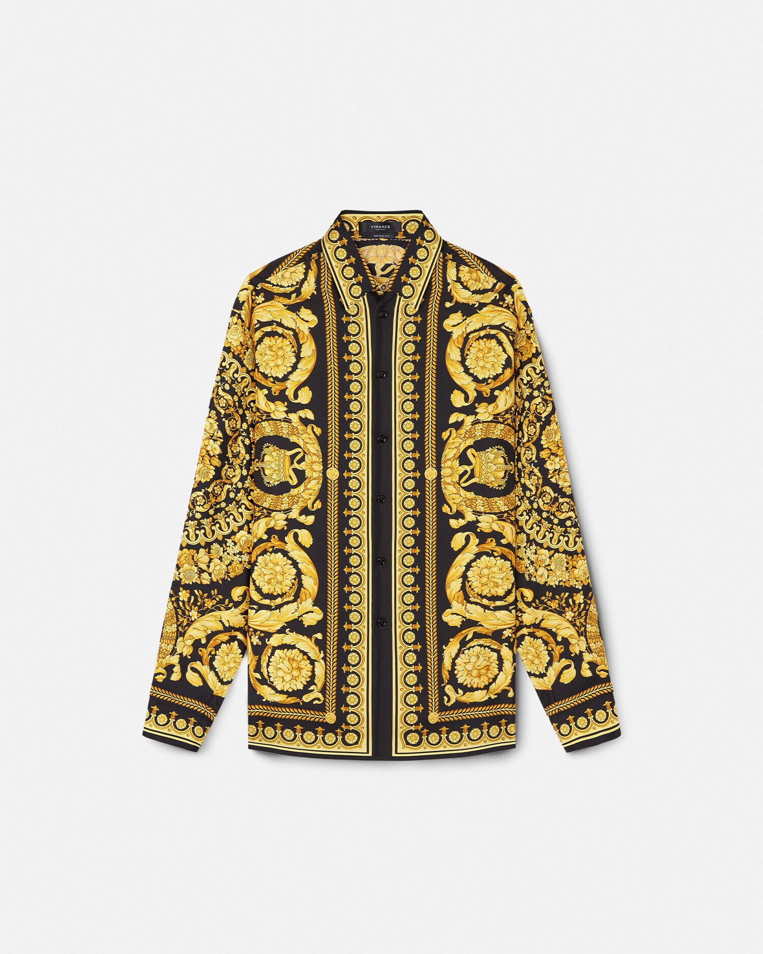 Barocco Silk Shirt Black Print VERSACE US