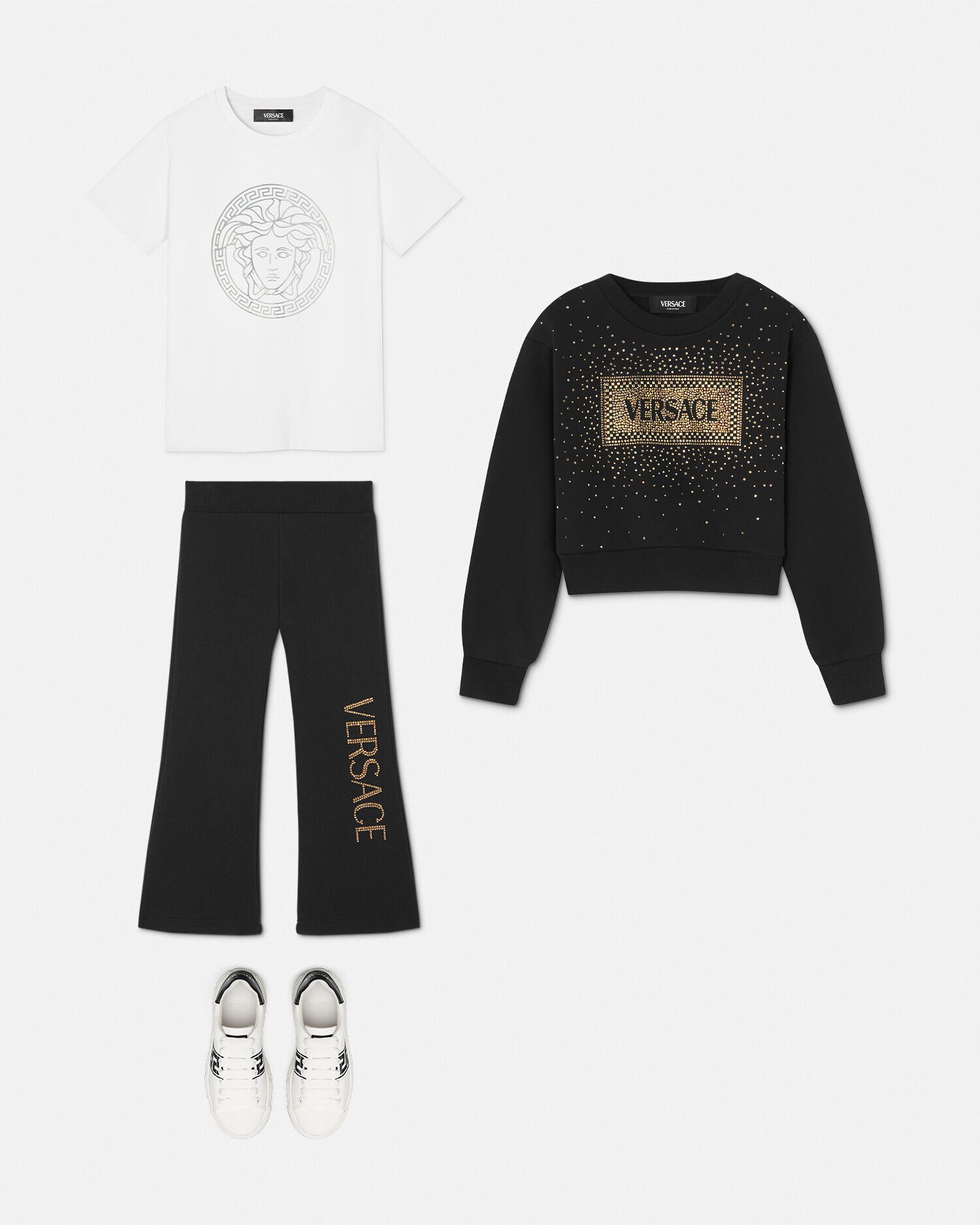 Crystal Logo Kids Sweatpants Black VERSACE