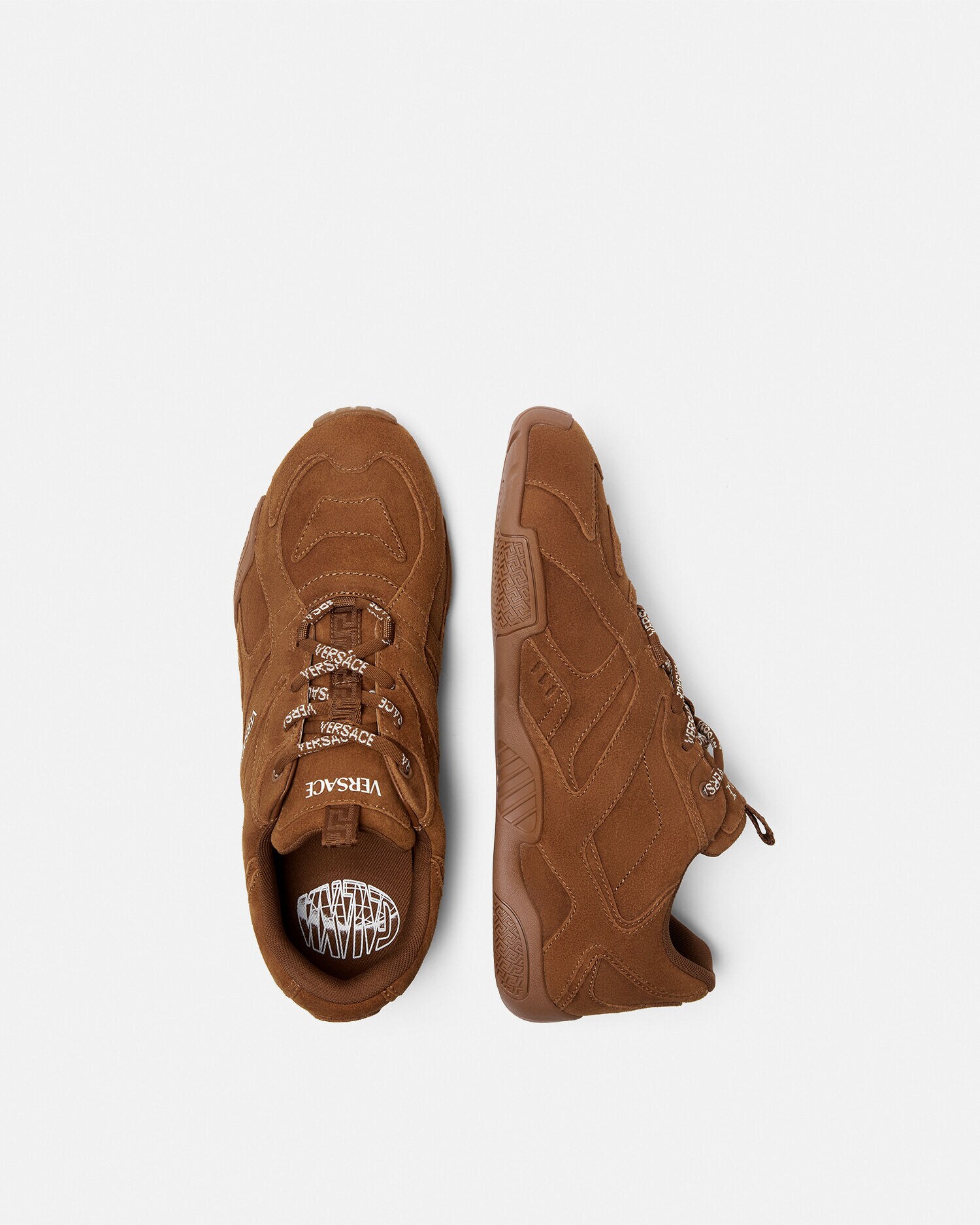 Galaxia Suede Sneakers Brown | VERSACE US