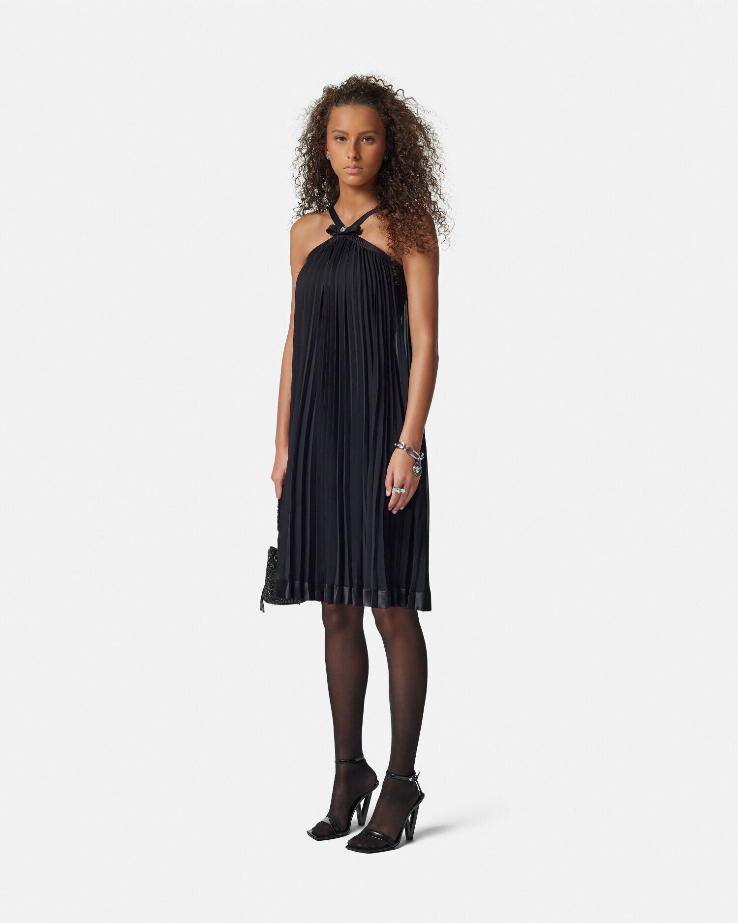 Halterneck Pleated Mini Dress | VERSACE Halterneck Pleated Mini Dress | VERSACE