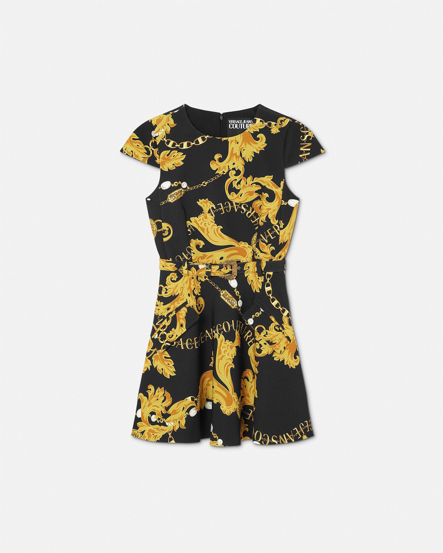 Versace yellow top and black dress