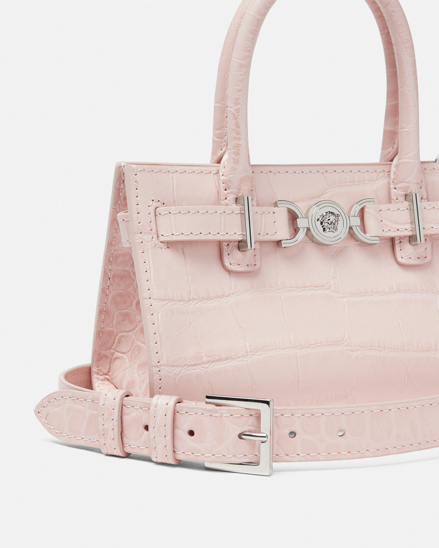 Croc Effect Medusa 95 Mini Tote Bag Pink VERSACE