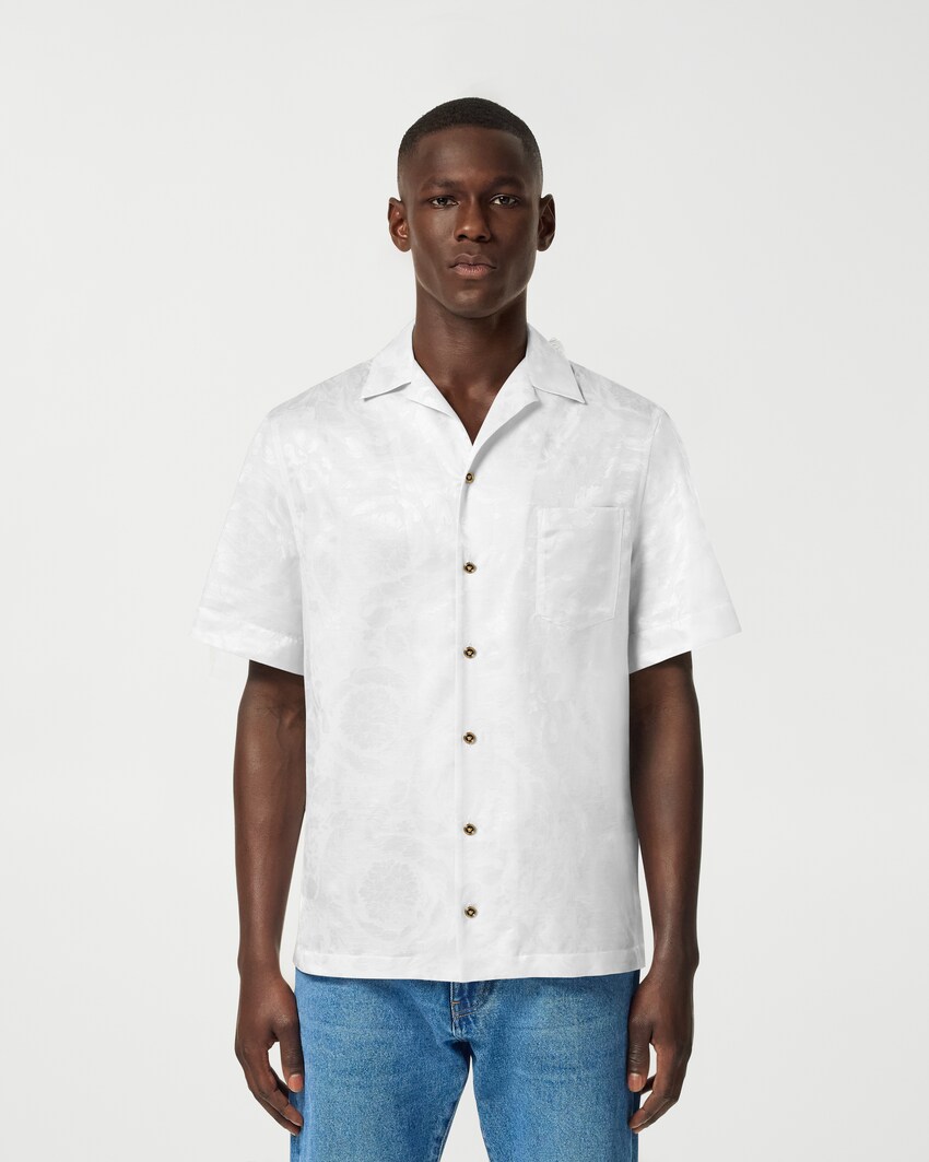Versace Jacquard Silk-Blend Shirt White 4
