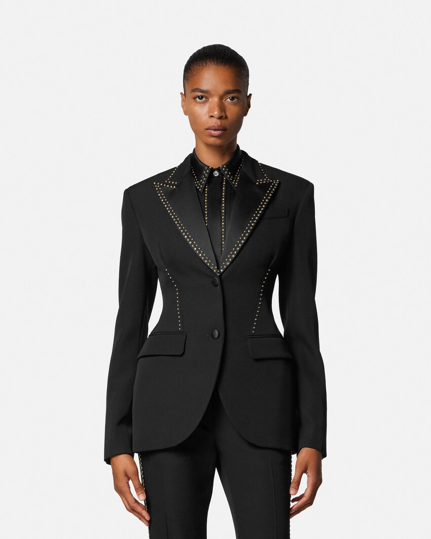 Embellished Wool Blazer Black 4