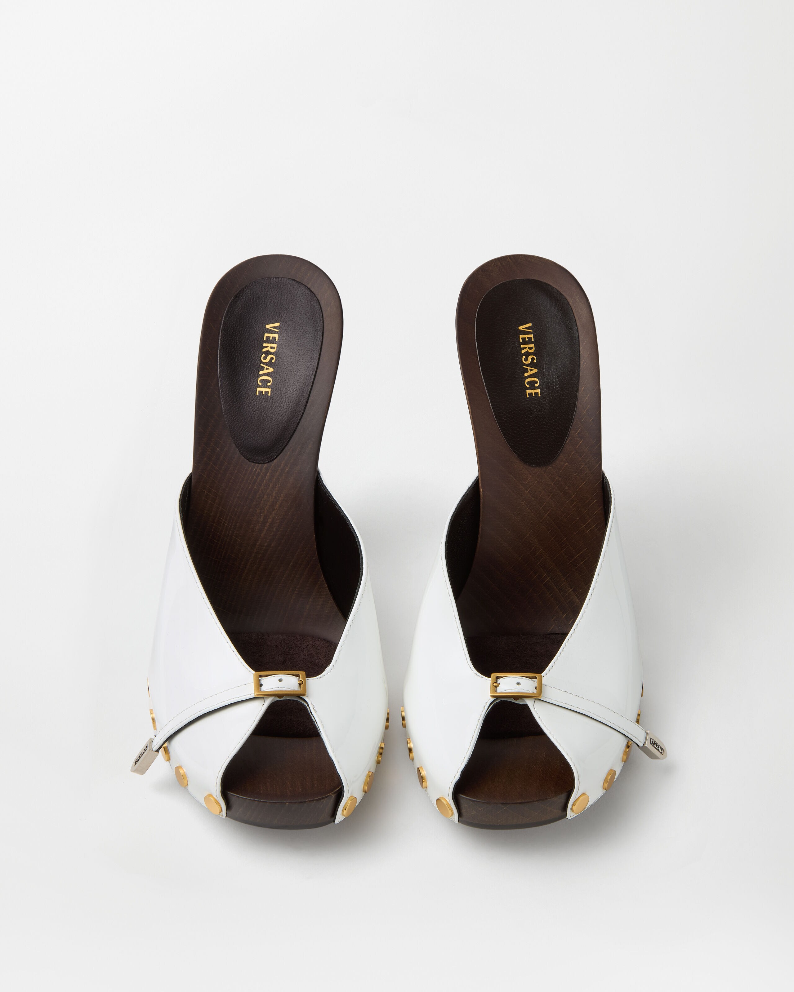 Sassi Patent Clogs 105 mm White | VERSACE US