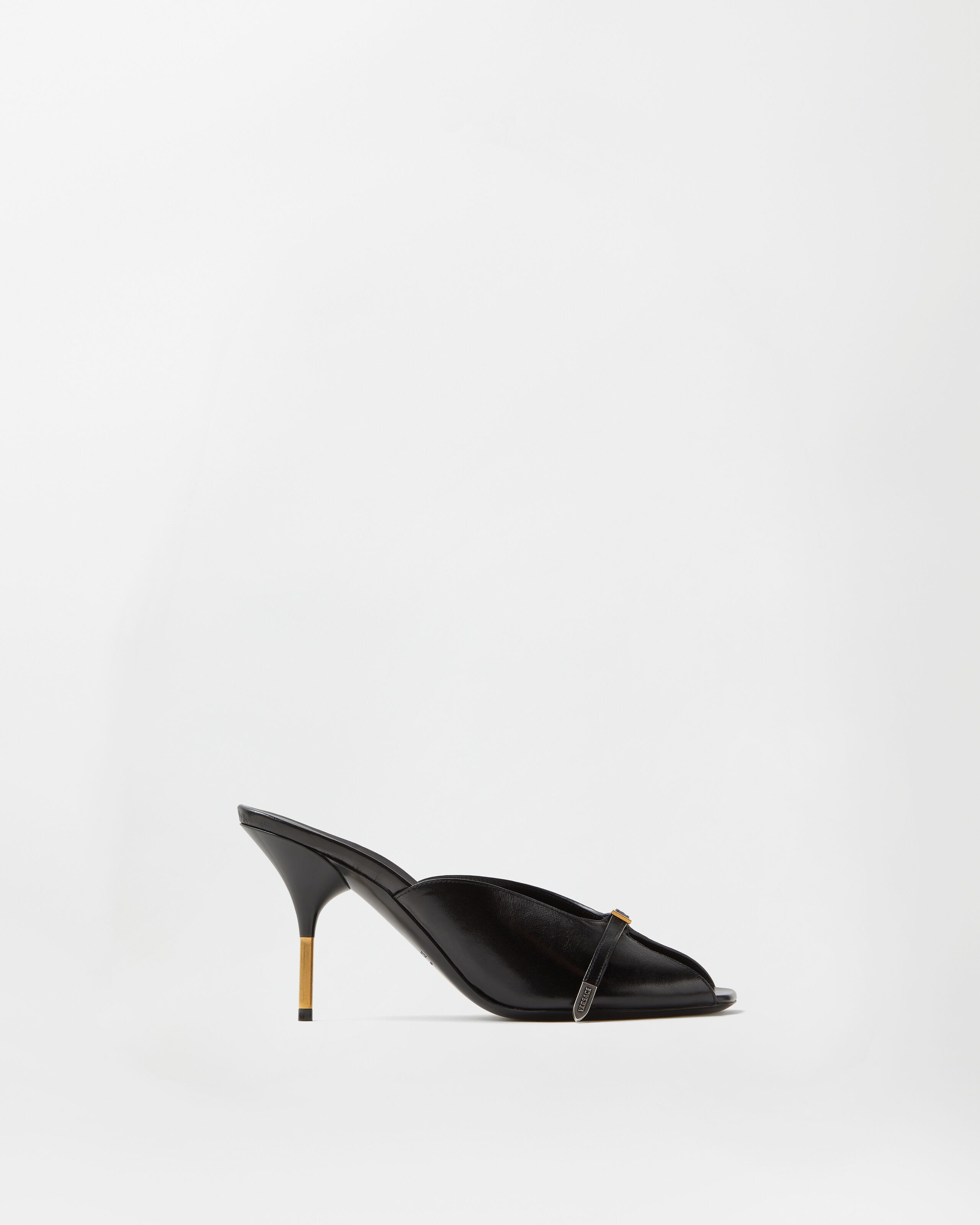 Nyx Leather Mules 80 mm Black | VERSACE US