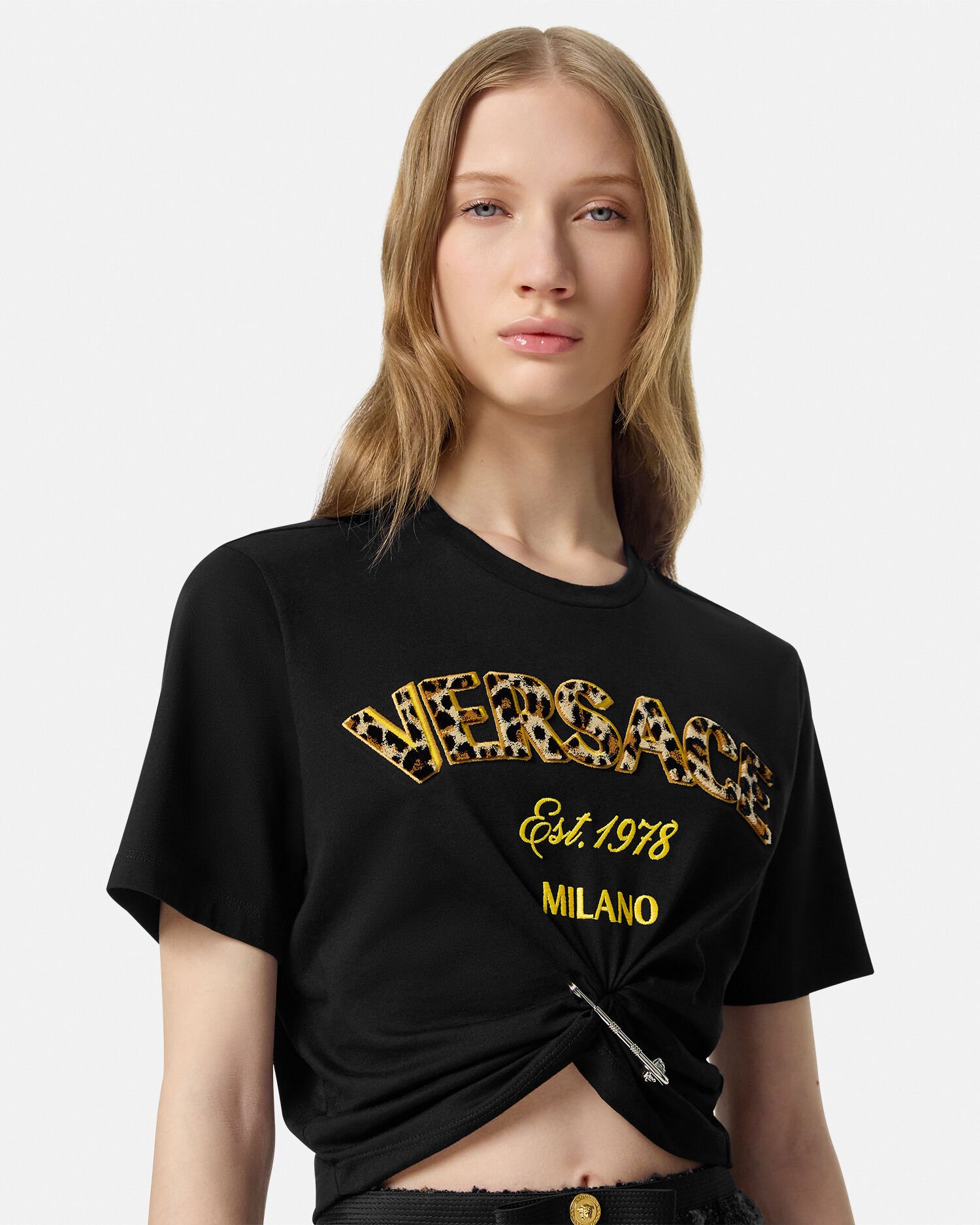 Wild Stamp Safety Pin Crop T Shirt