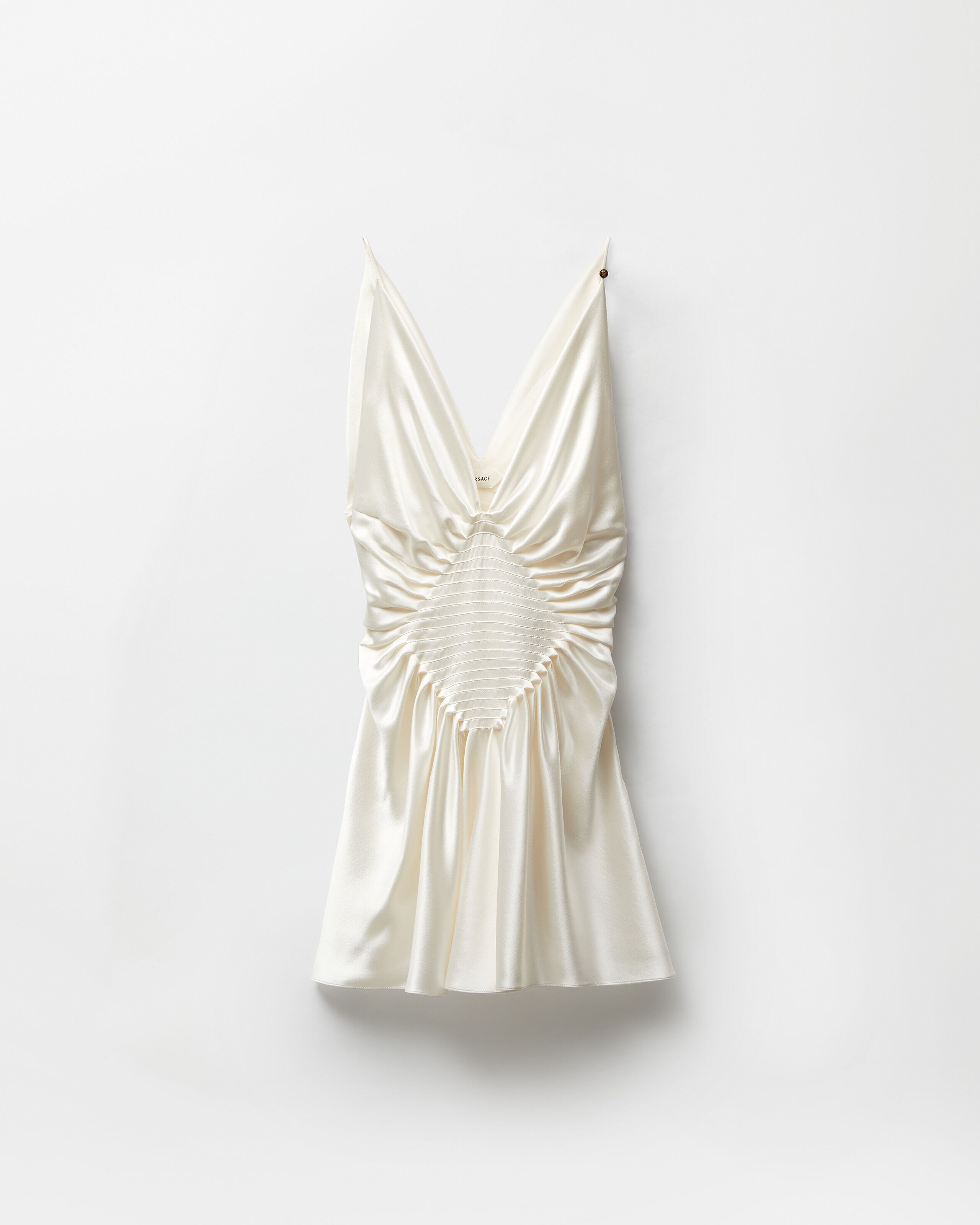 Silk-Satin Mini Dress White | VERSACE US