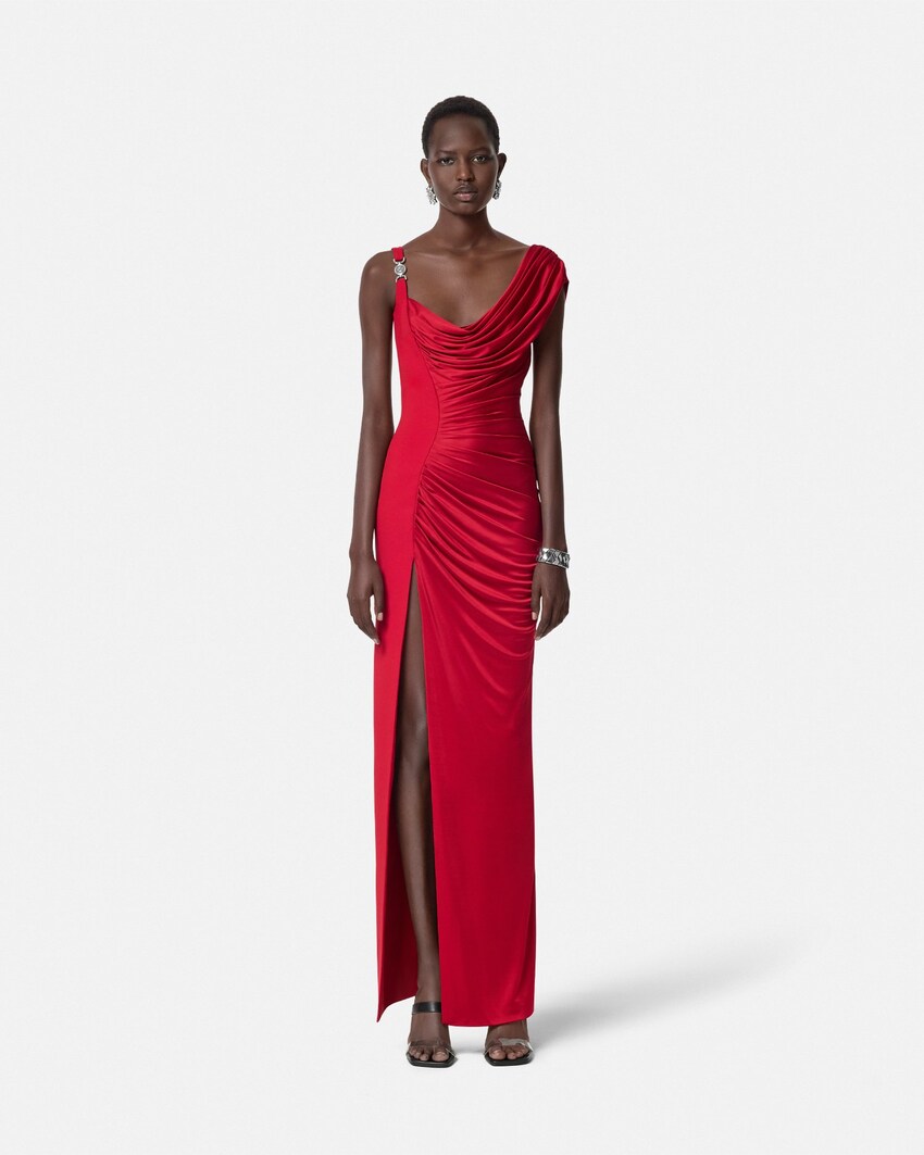 Viscose-Jersey Draped Gown Red 4
