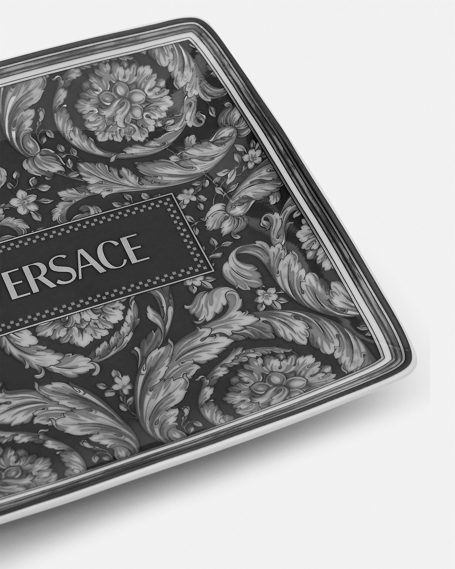 Barocco Square Plate 12 cm Black | VERSACE US