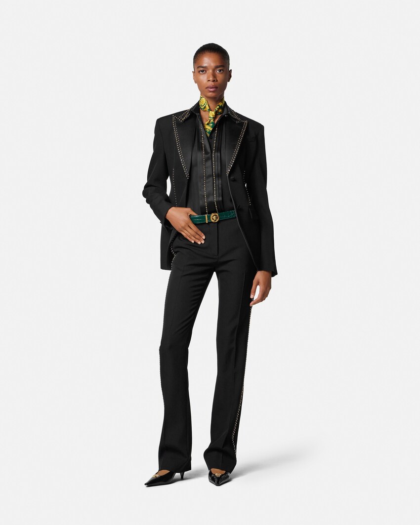 Embellished Wool Blazer Black 2