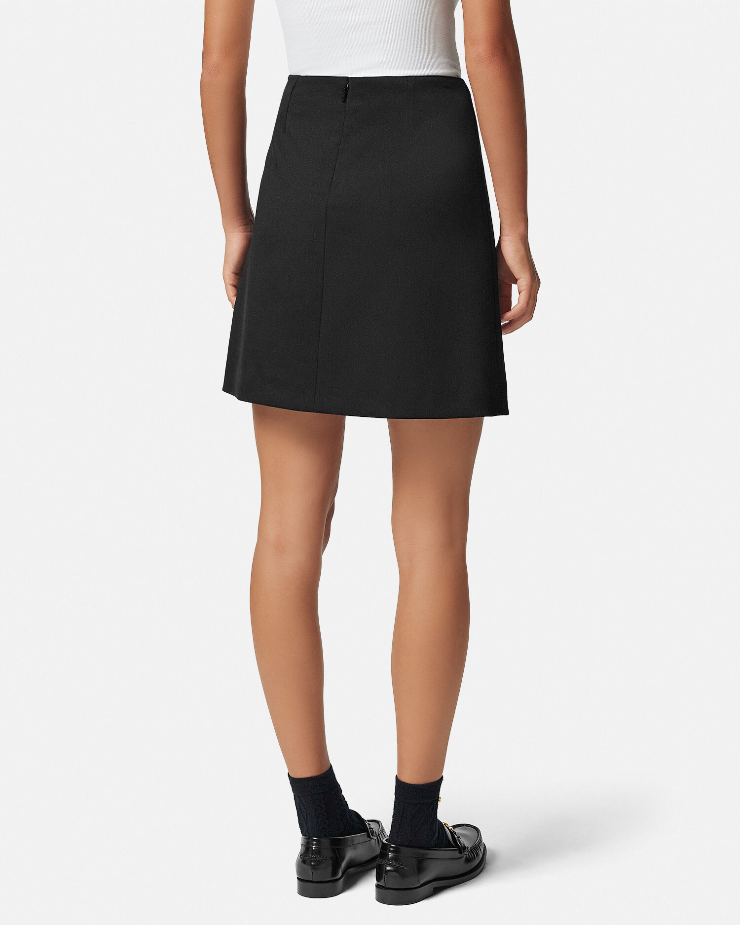 Safety Pin A-Line Wool Mini Skirt | VERSACE
