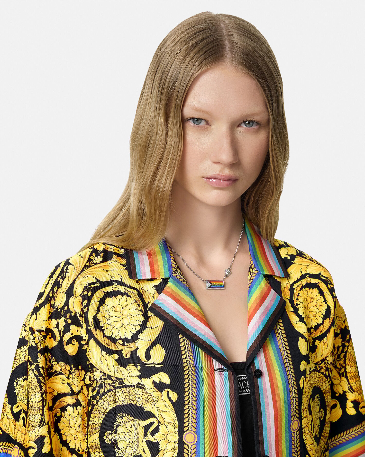 Camicia in seta Barocco Pride Nero Stampa VERSACE IT