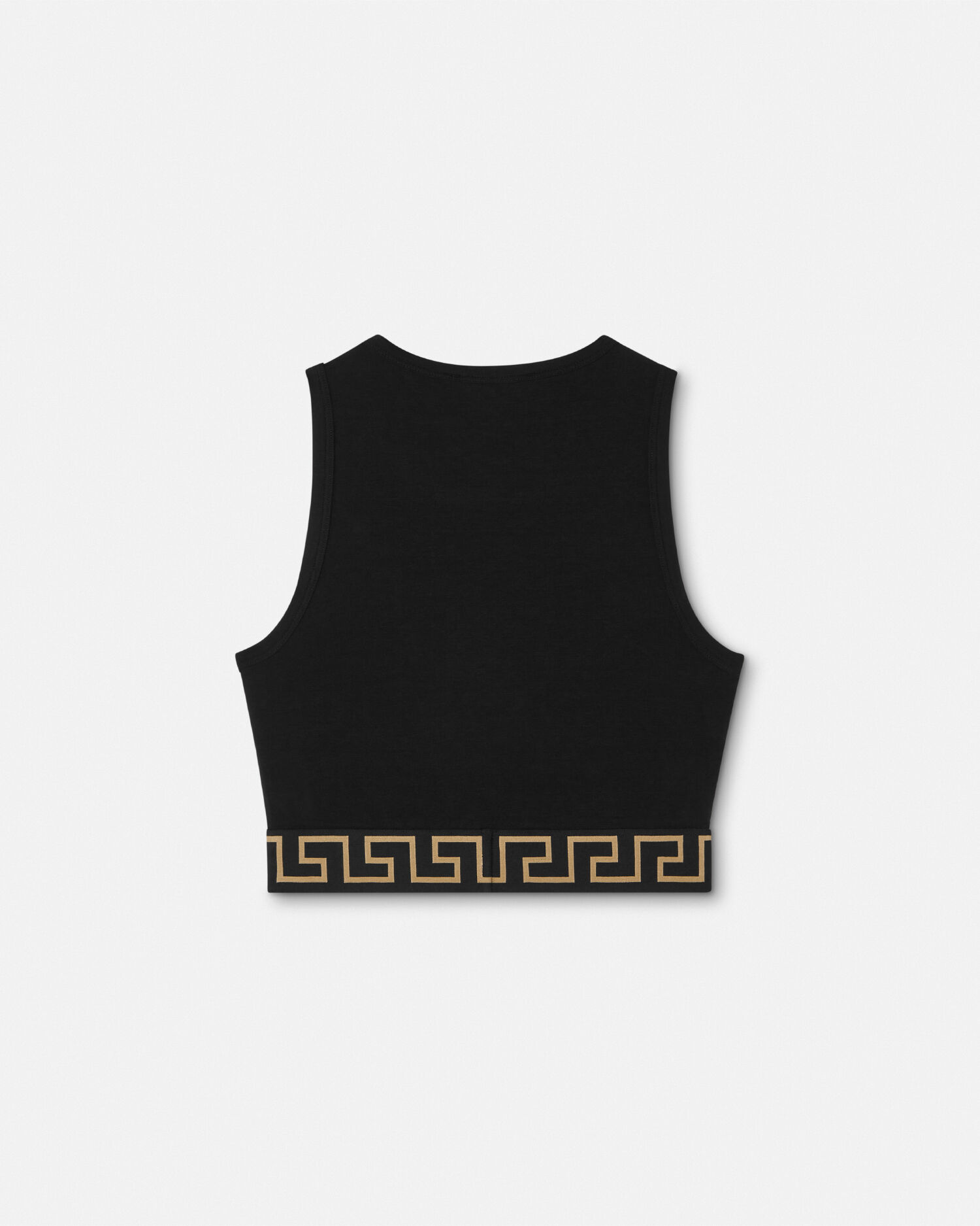 Jacquard Cotton-Jersey Crop Top Black | VERSACE CA