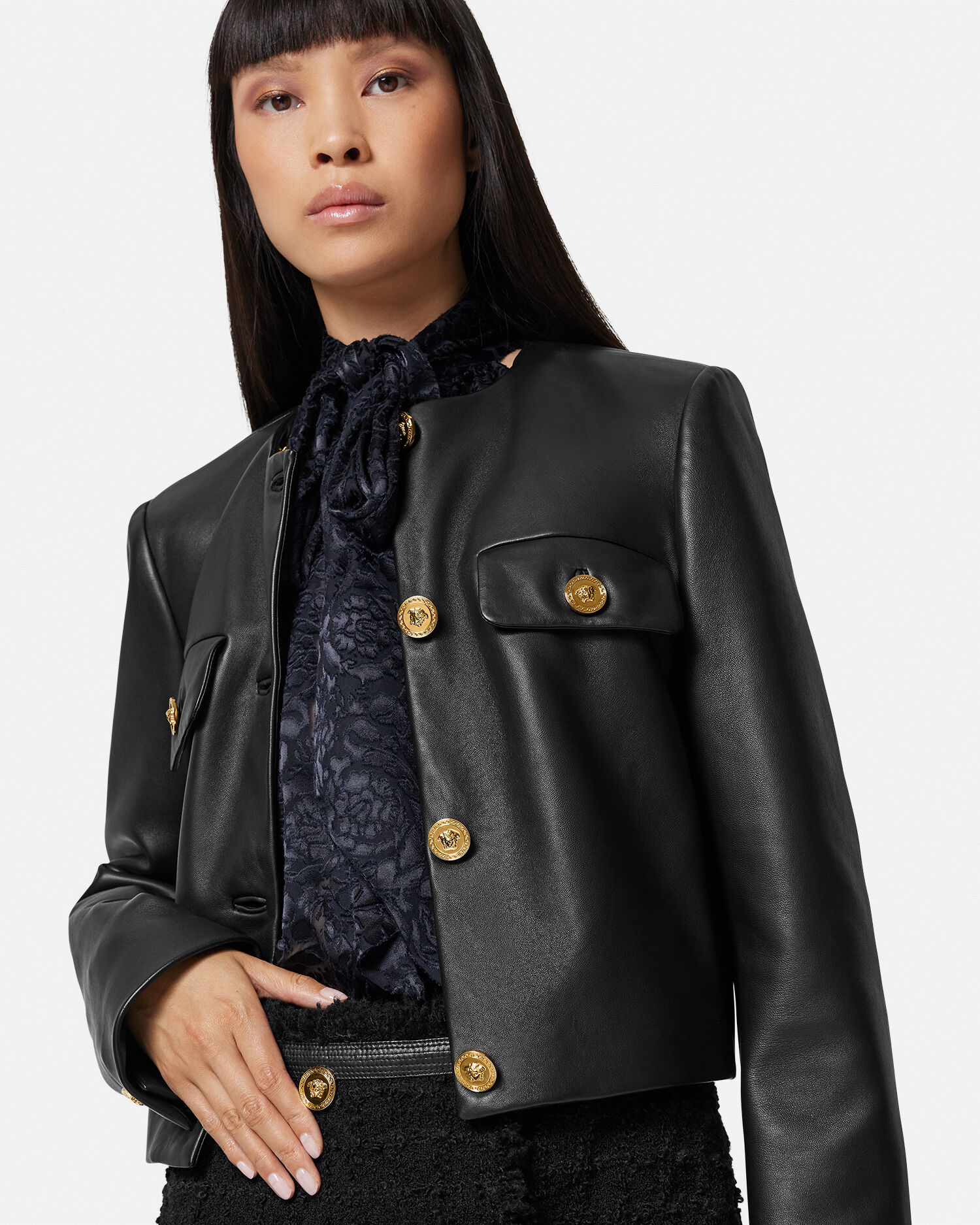 Leather cardigan top
