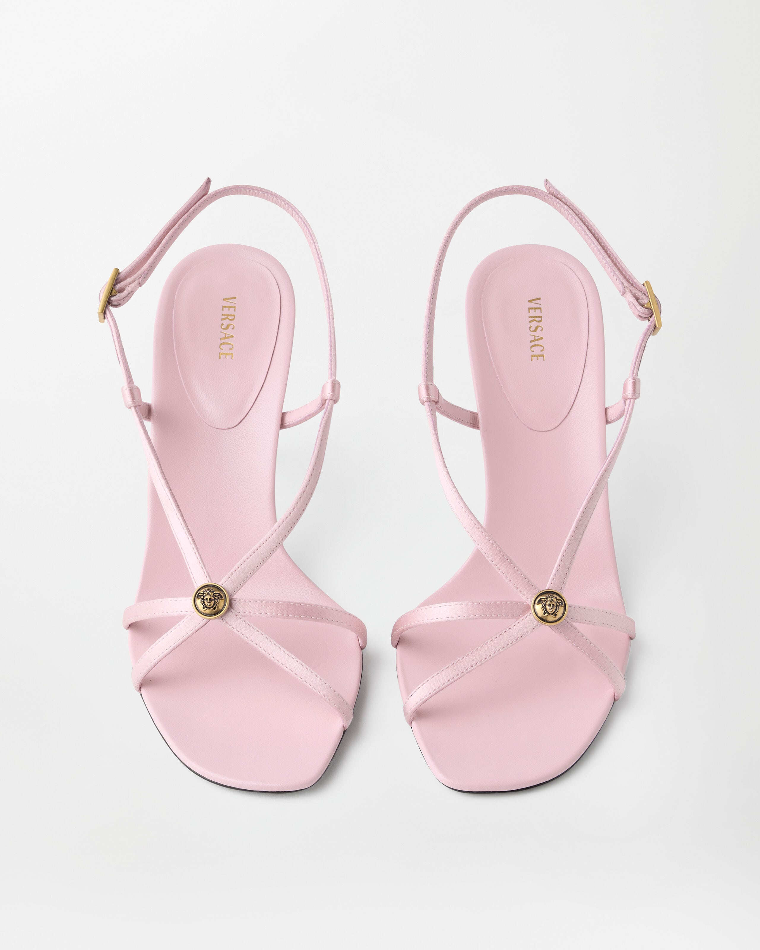Valentina Satin Sandals 80 mm Pink | VERSACE US