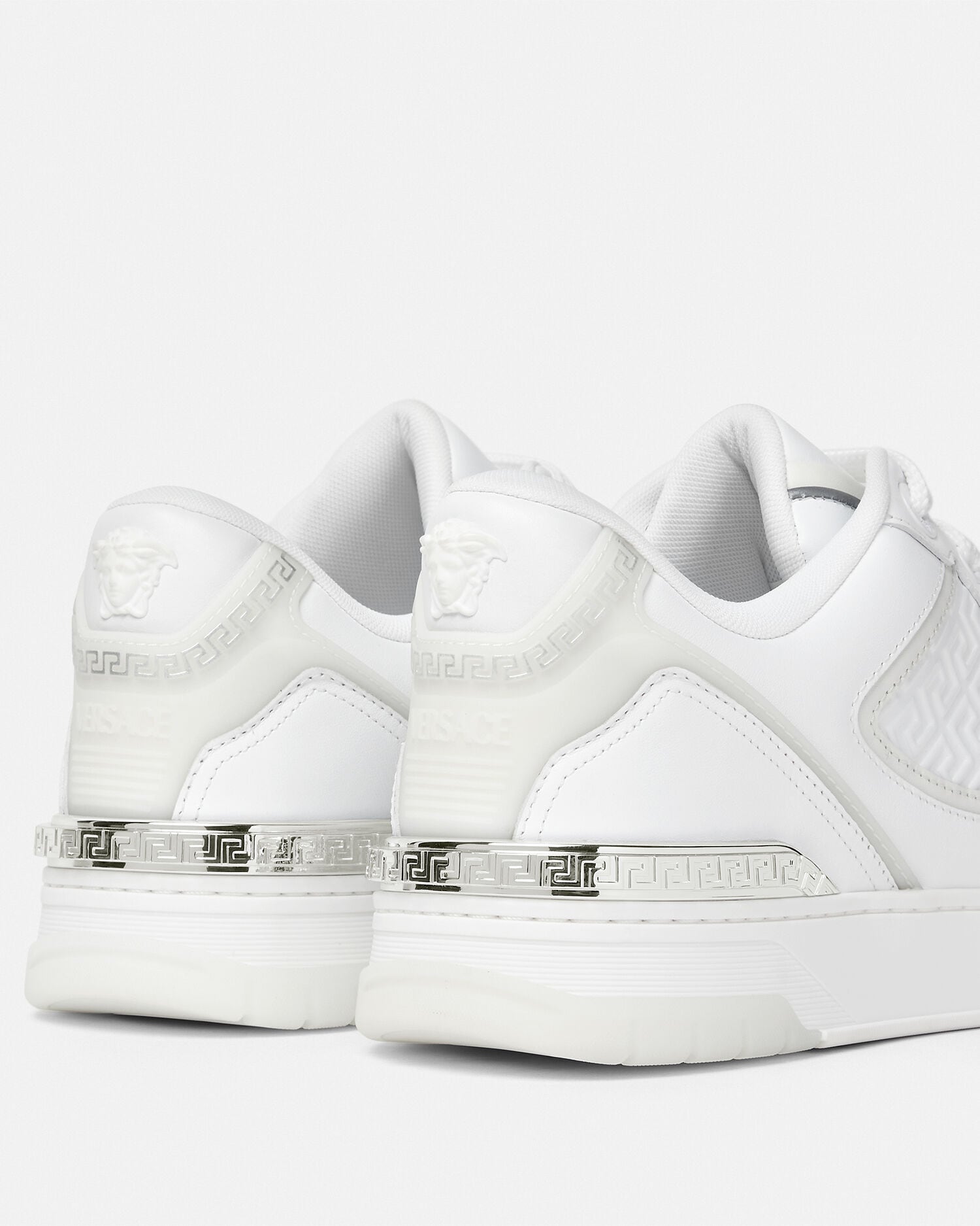 Biggie Basket Leather Sneakers White | VERSACE US