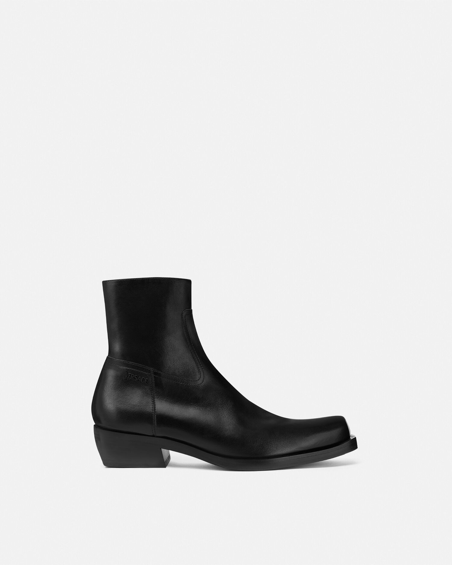 Luciano Leather Boots Black | VERSACE US