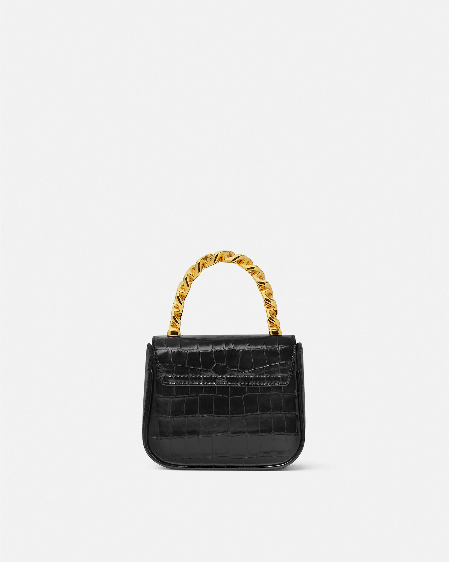Croc Effect La Medusa Mini Bag Black Gold VERSACE