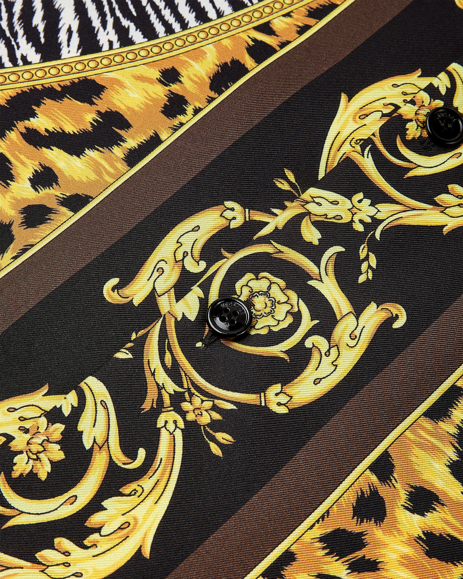 Wild Cats Silk Shirt Black,Print | VERSACE US