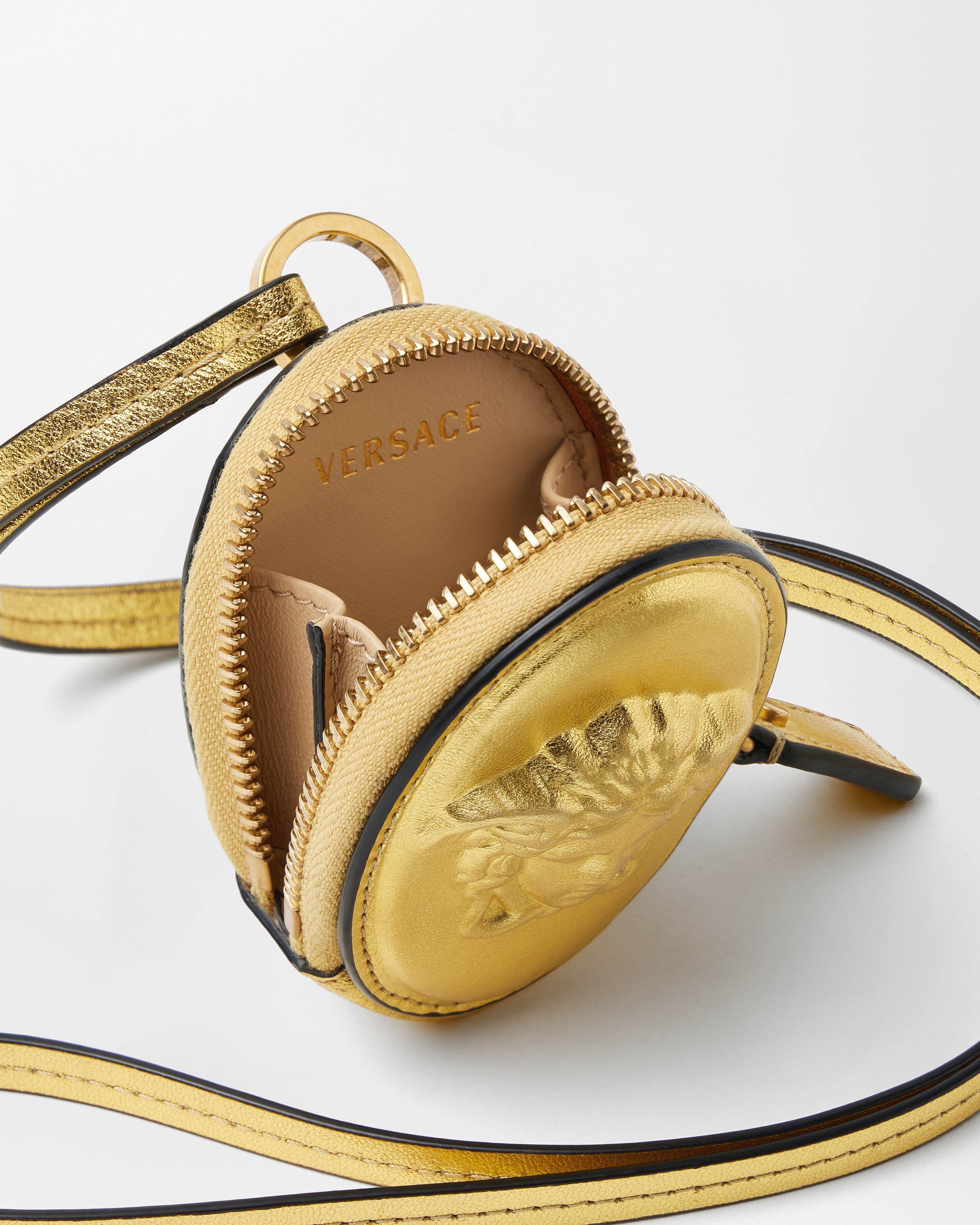 Lou Metallic Nappa Coin Purse Gold | VERSACE US