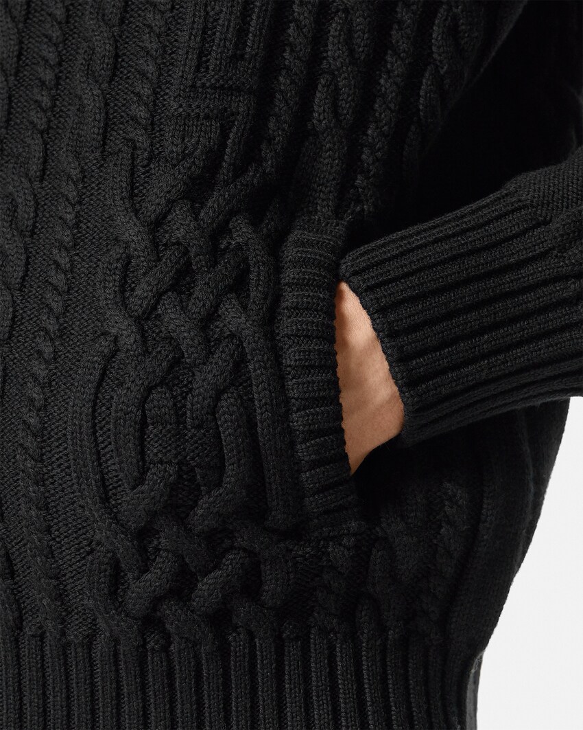 Medusa CableKnit Zip Sweater Black VERSACE
