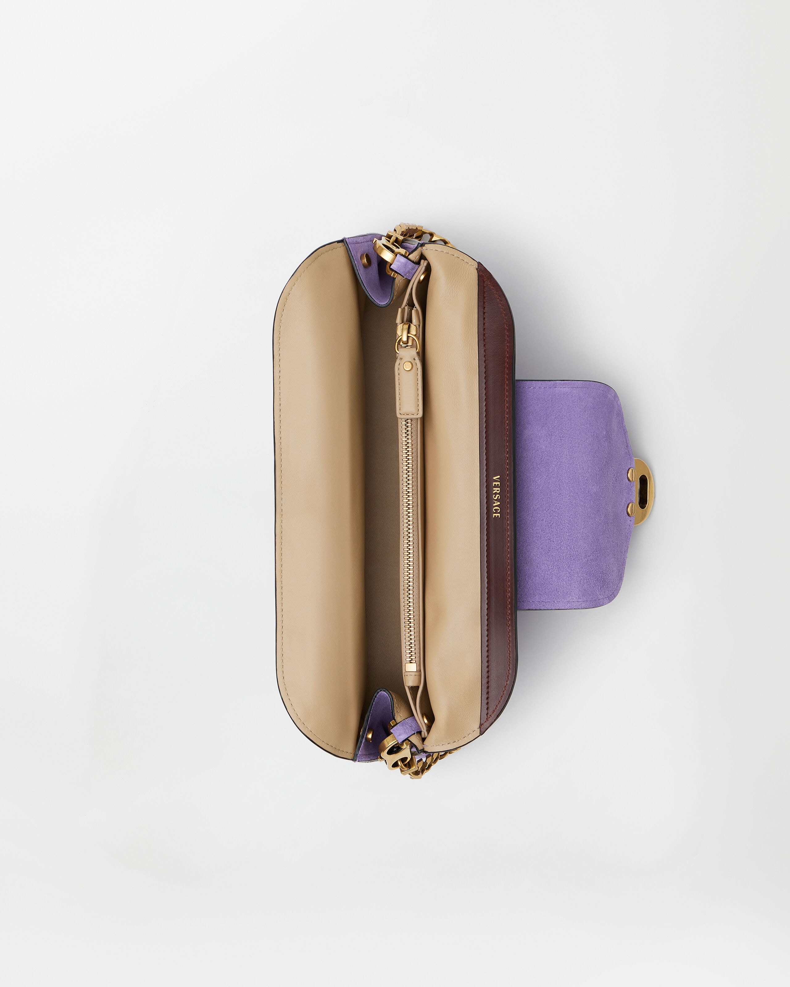 Vivian Suede Clutch Purple | VERSACE US