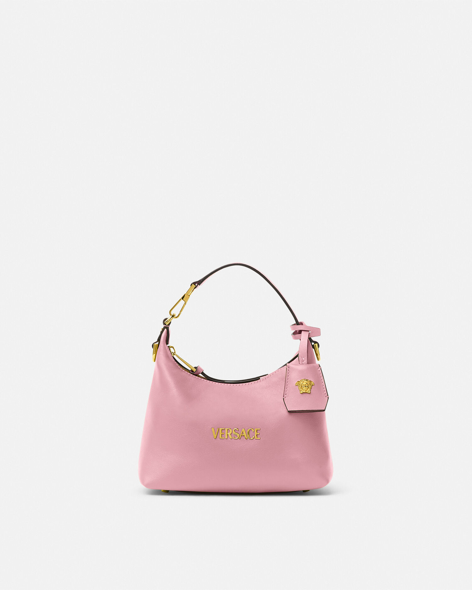 Versace Tag Nappa Hobo Bag Pink | VERSACE US
