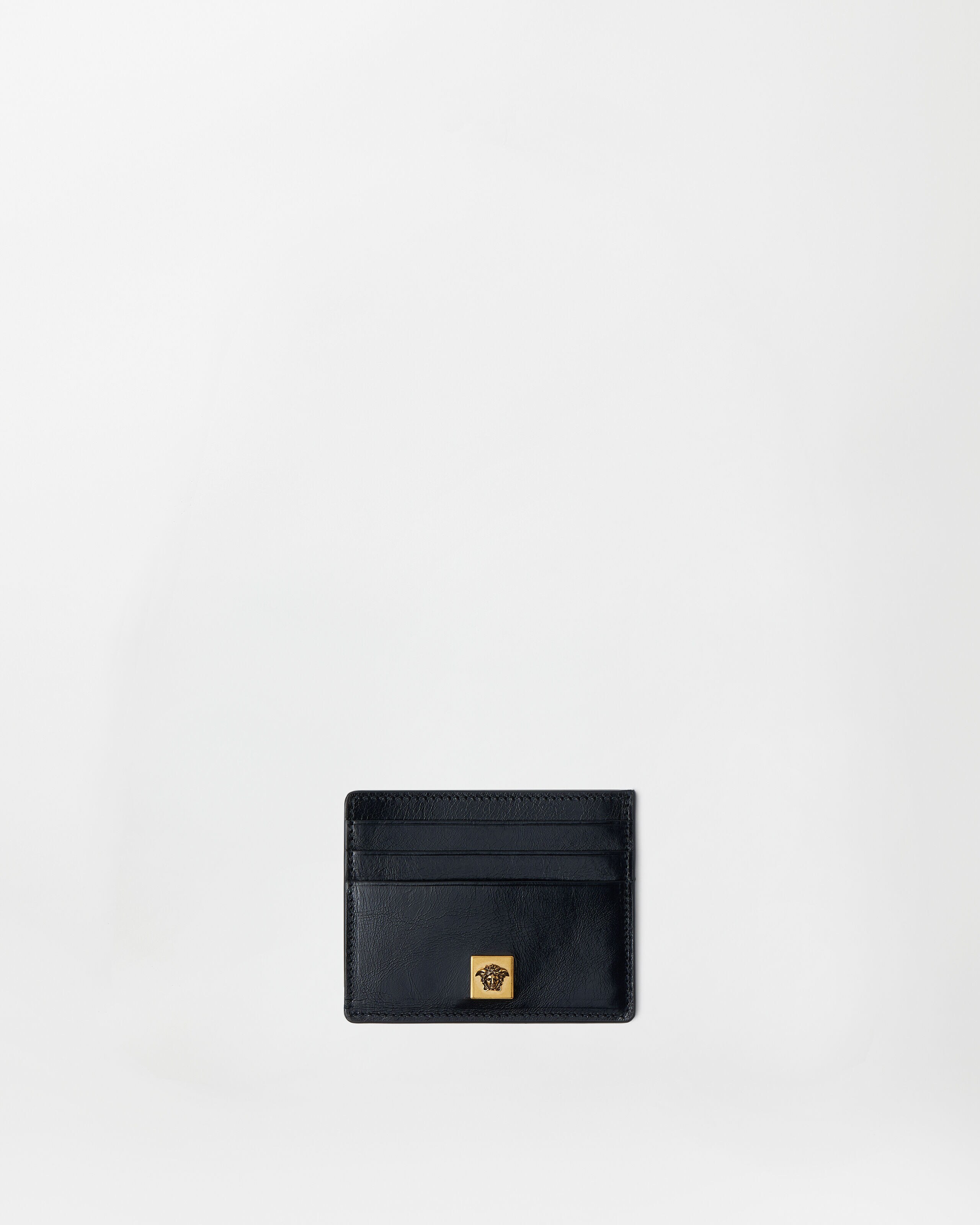Severine Leather Card Holder Black | VERSACE US