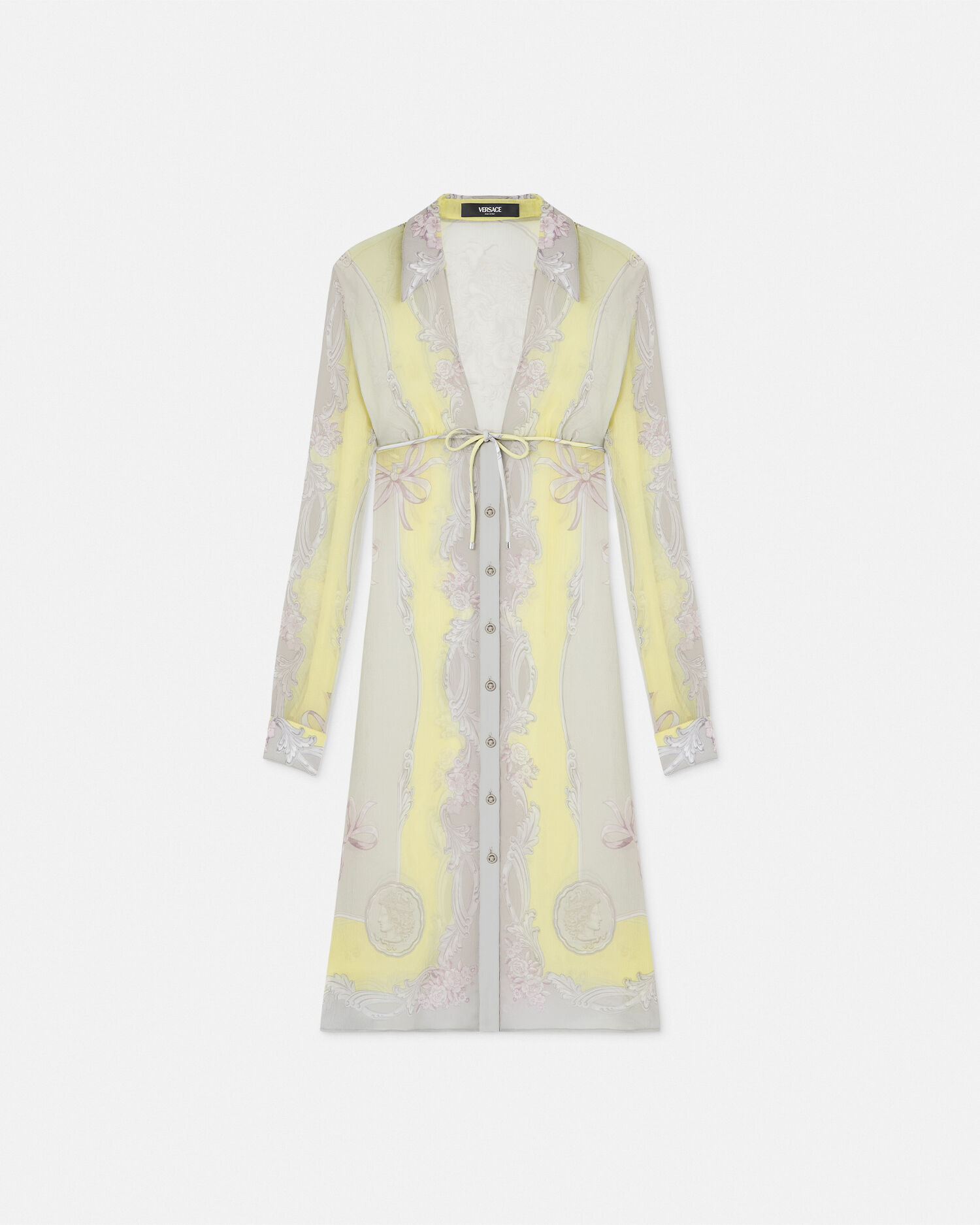 ワンピース VERSACE Printed crepe shirt dress (10195011A14317 5Y470) Cameo Silk Crêpe Midi Shirt Dress Print | VERSACE US