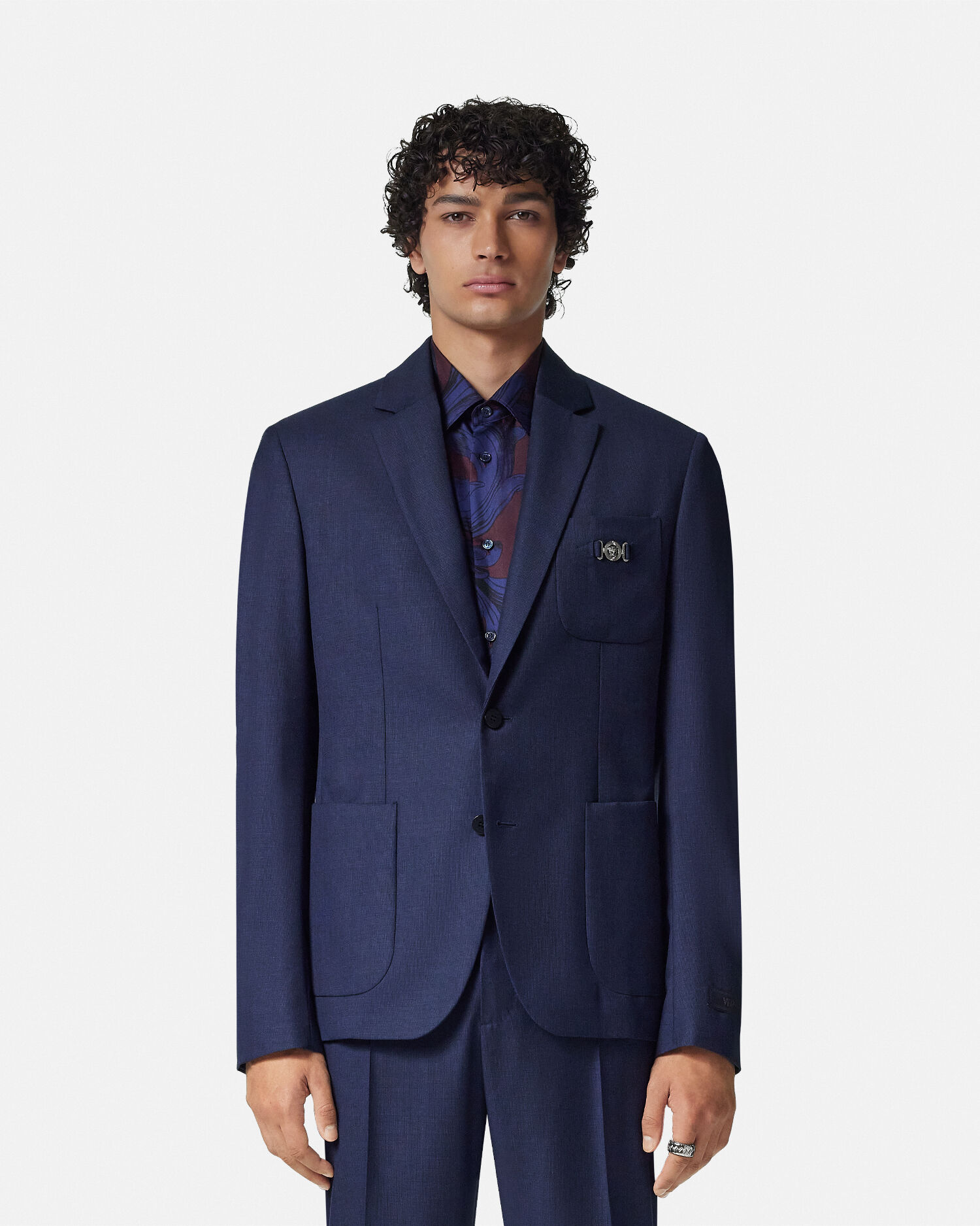 Wool Blazer Blue | VERSACE US