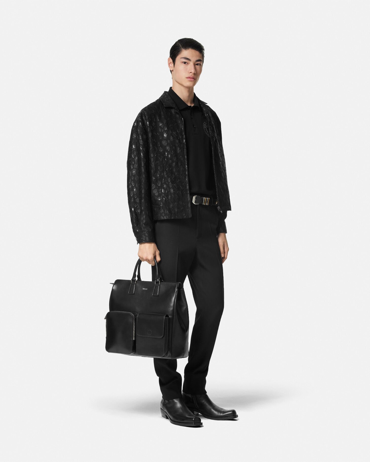 Versace embroidered medusa polo shirt on sale