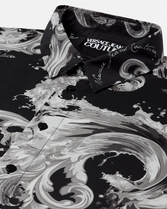 Printed Cotton-Poplin Shirt Black+Gray 2