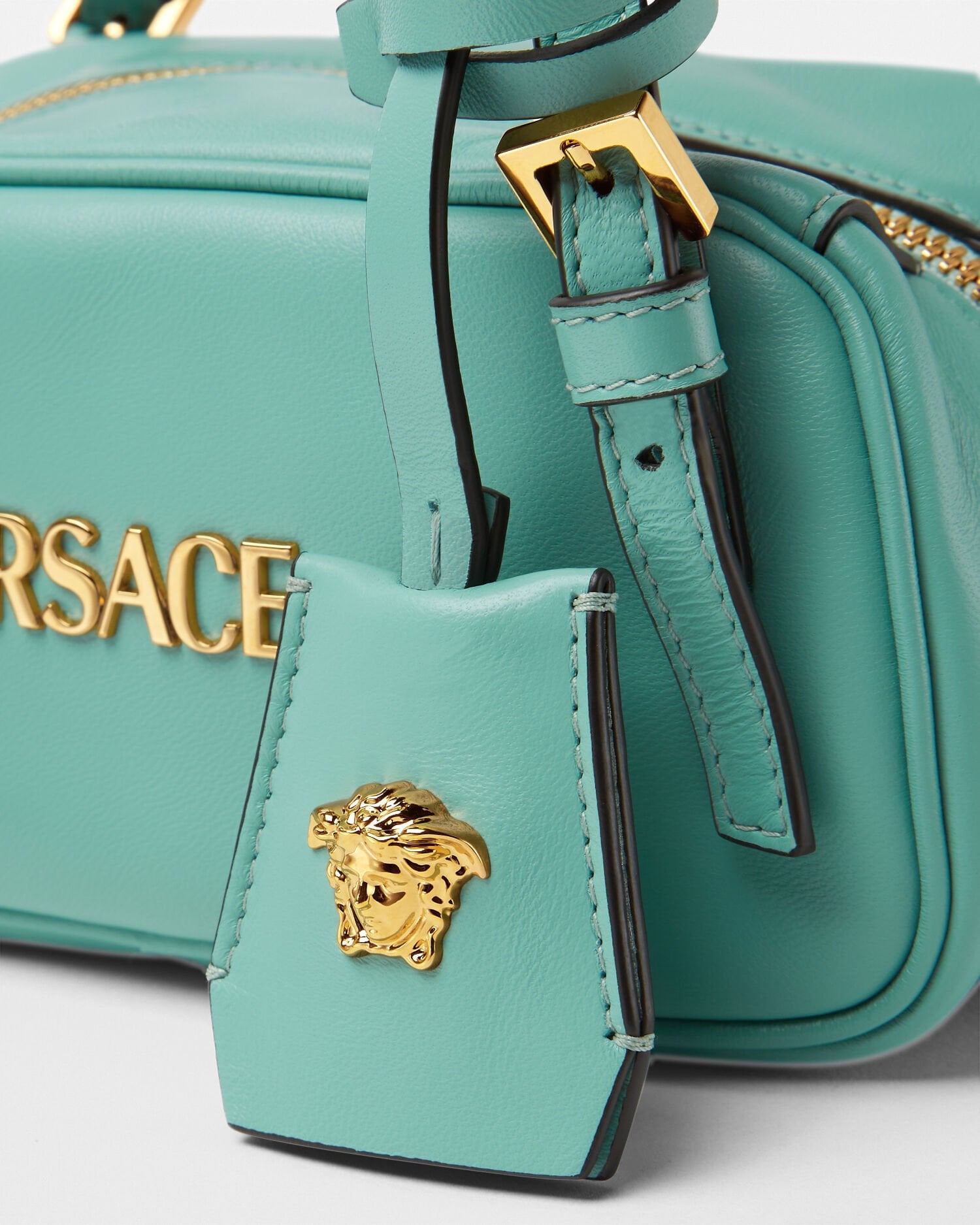 Versace Tag Bowling Mini Bag Blue | VERSACE US