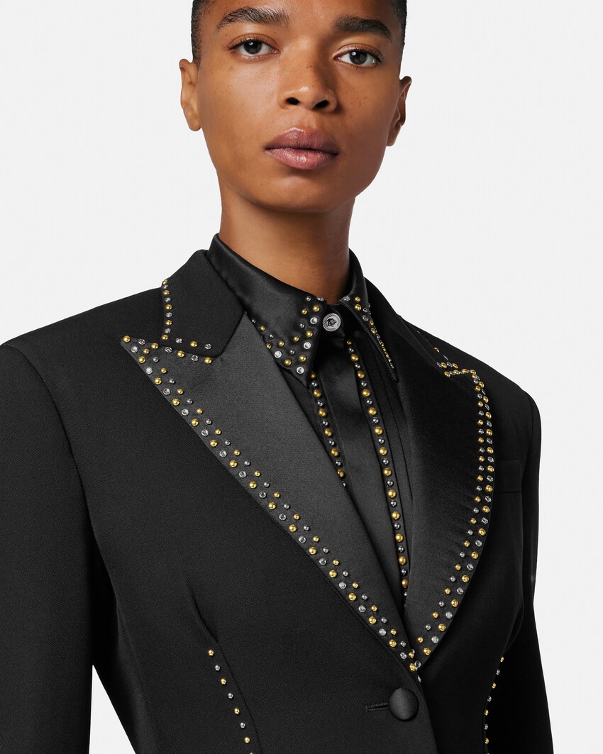 Embellished Wool Blazer Black 3