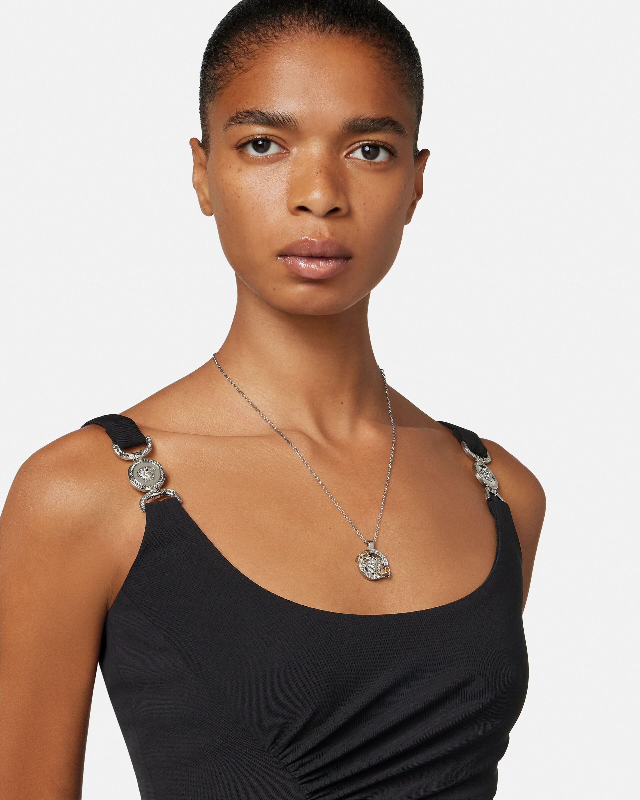 Medusa '95 Crystal Necklace Silver | VERSACE US