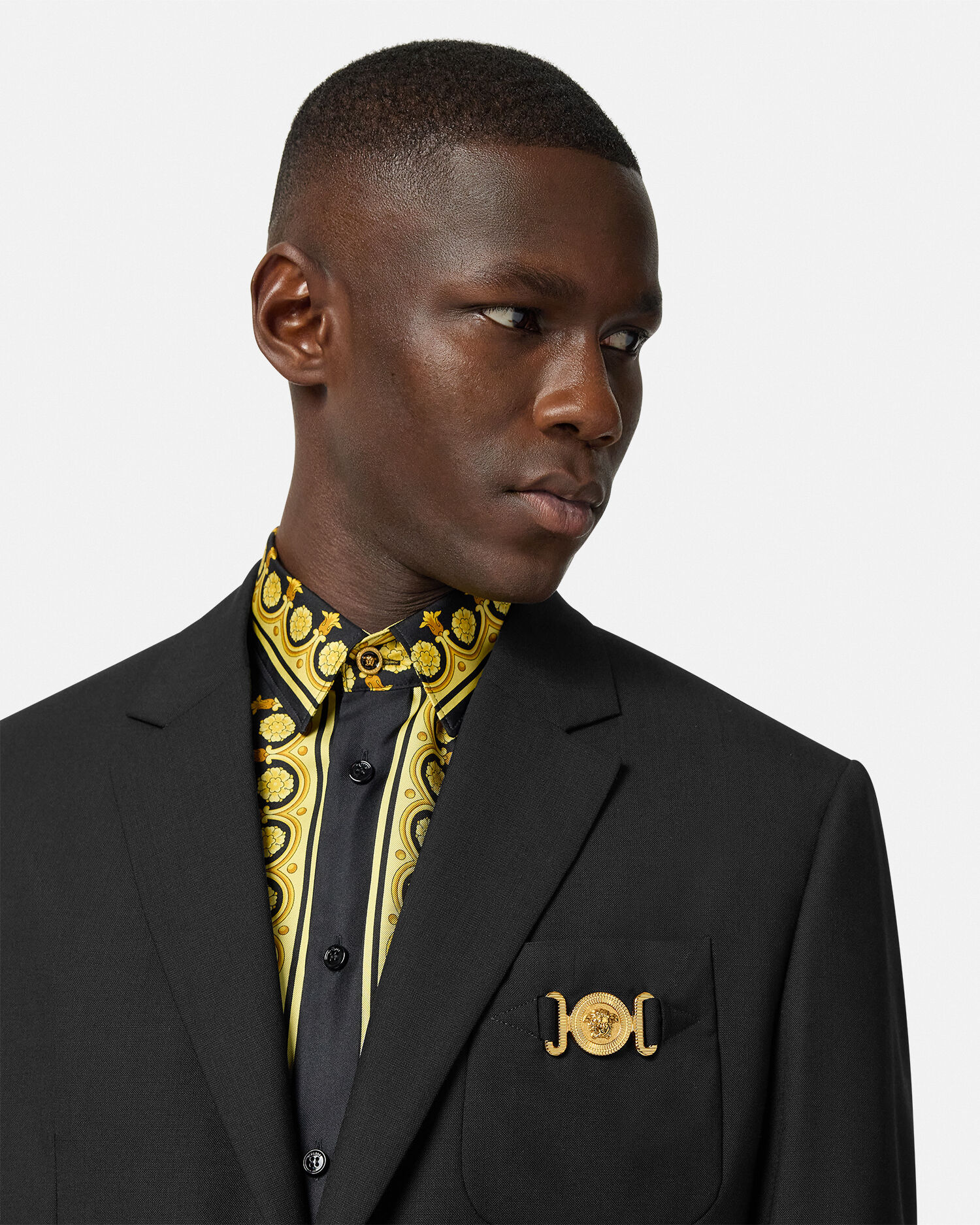 Wool Slim Blazer Black | VERSACE US