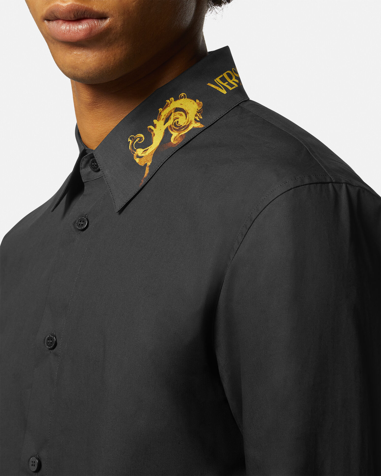 Versace black dress shirt hot sale