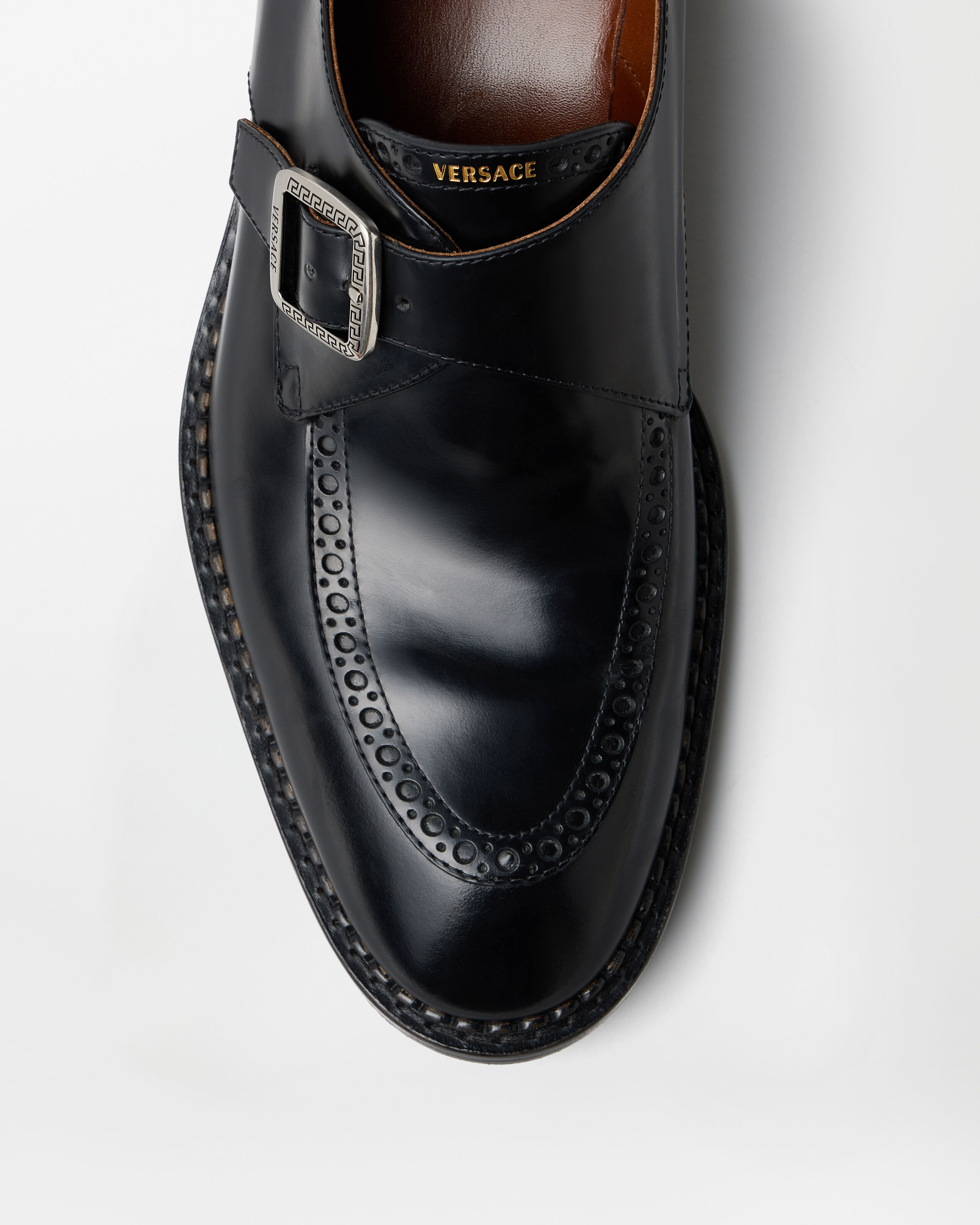 Primo Leather Monkstraps Black | VERSACE US