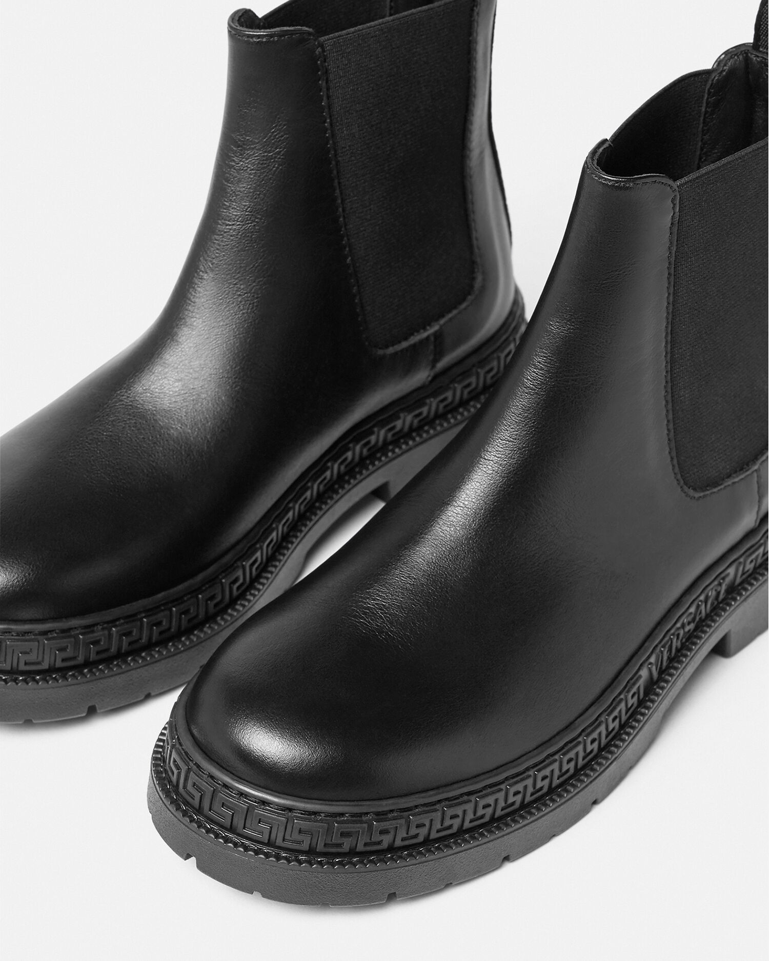 Kids Leather Chelsea Boots Black | VERSACE US