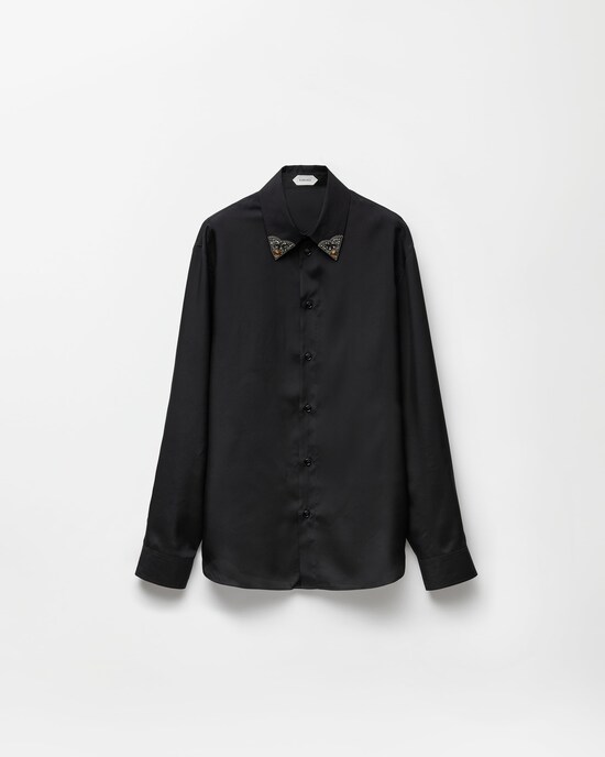 Silk-Poplin Regular Shirt Black 1