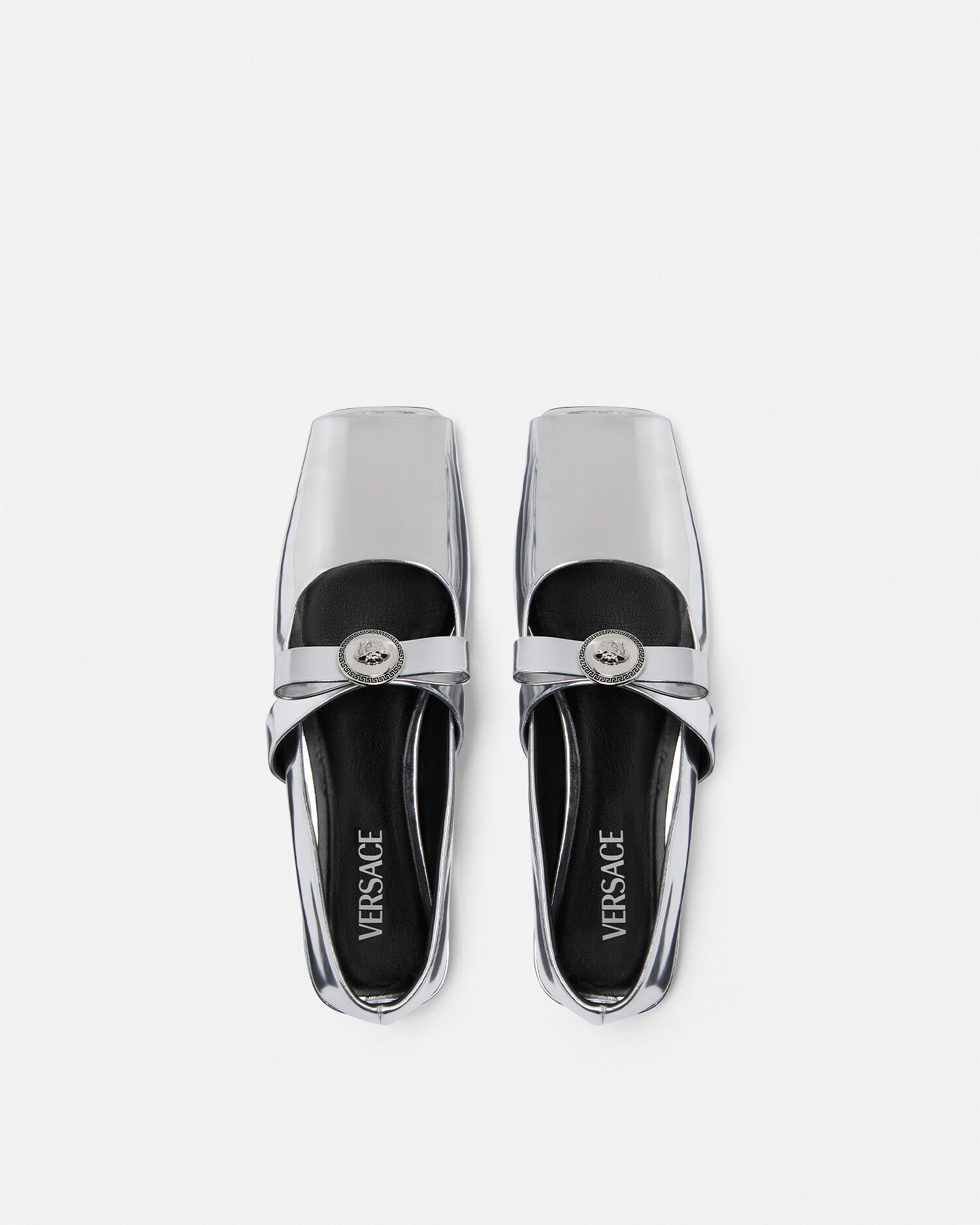 Ballerine aperte metallizzate Gianni Ribbon Argento VERSACE IT